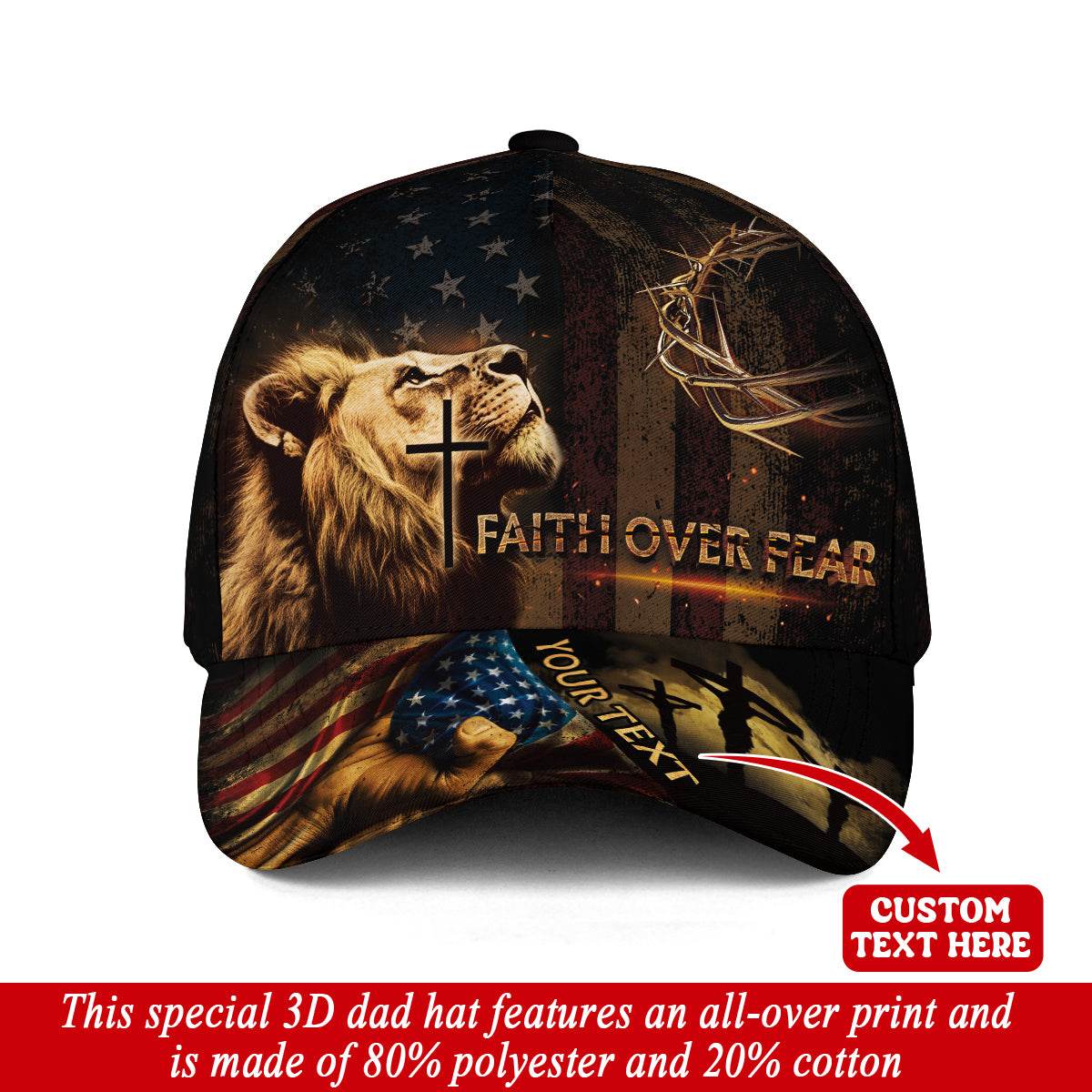Custom Faith Over Fear Christian Hat - Rust Field Wear