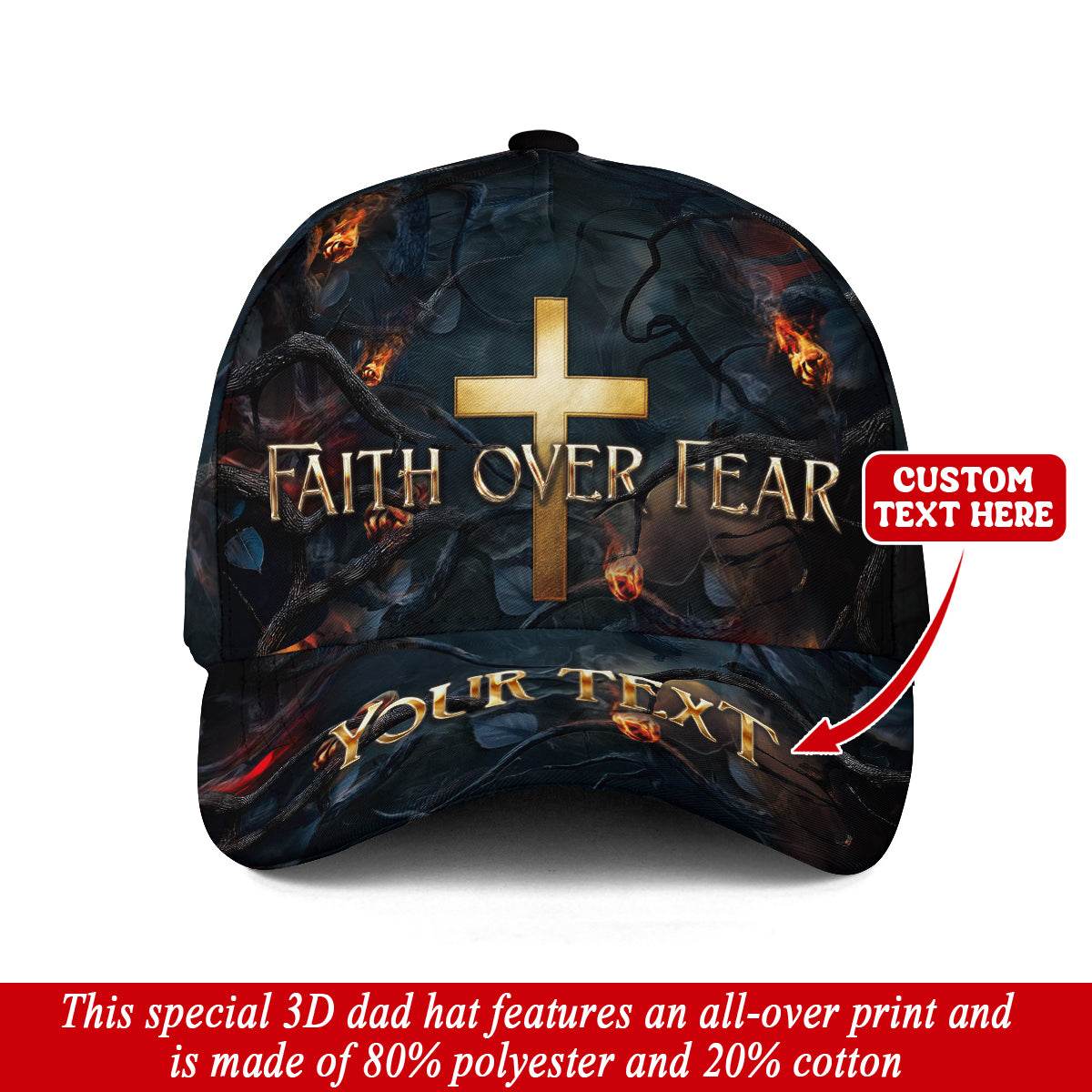 Faith Over Fear Hat – Custom Christian Cap with Gold Cross - Rust Field Wear
