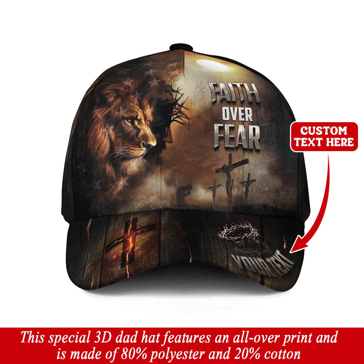 Custom Faith Over Fear Cross Hat - Rust Field Wear