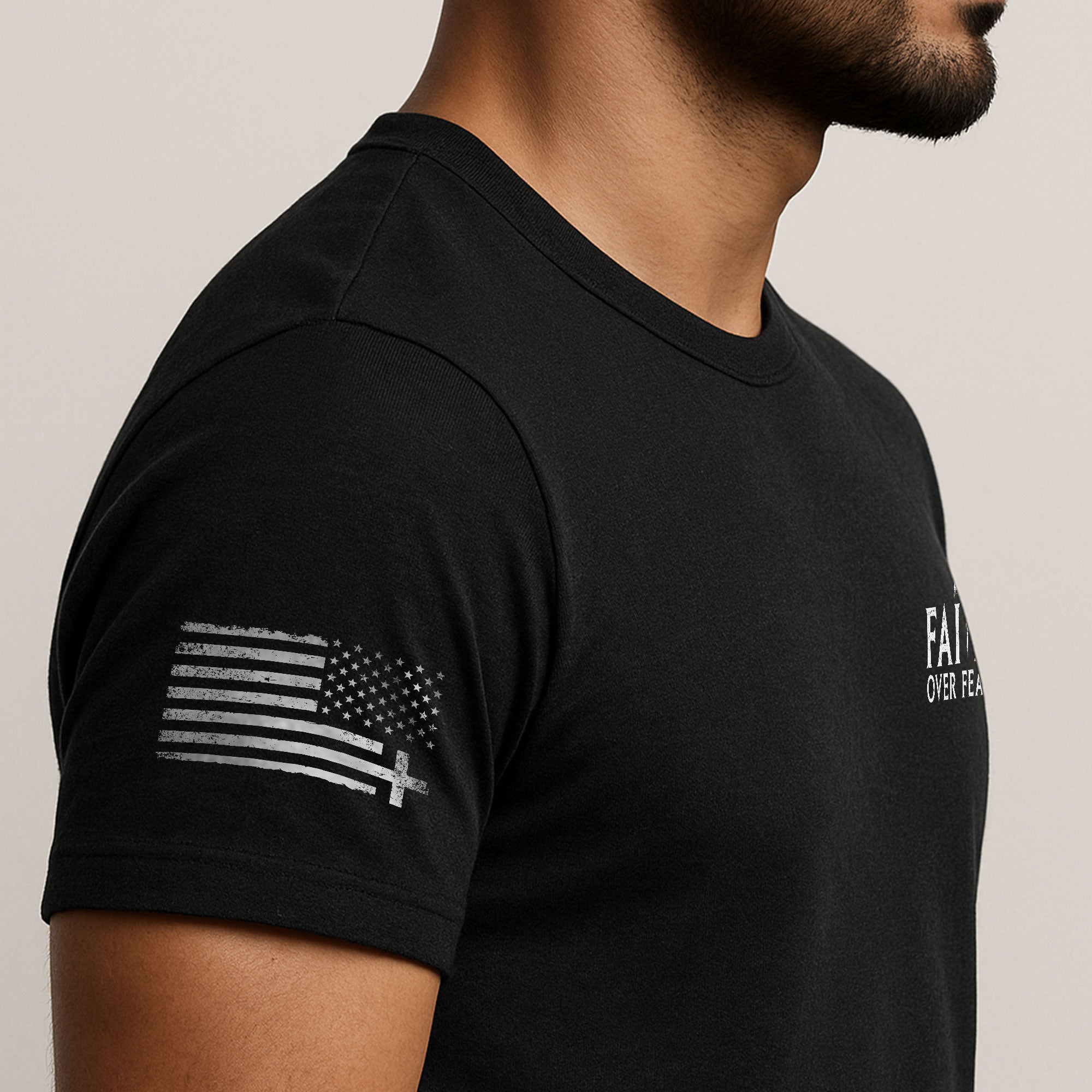 American Patriot Cross Faith Over Fear Tee