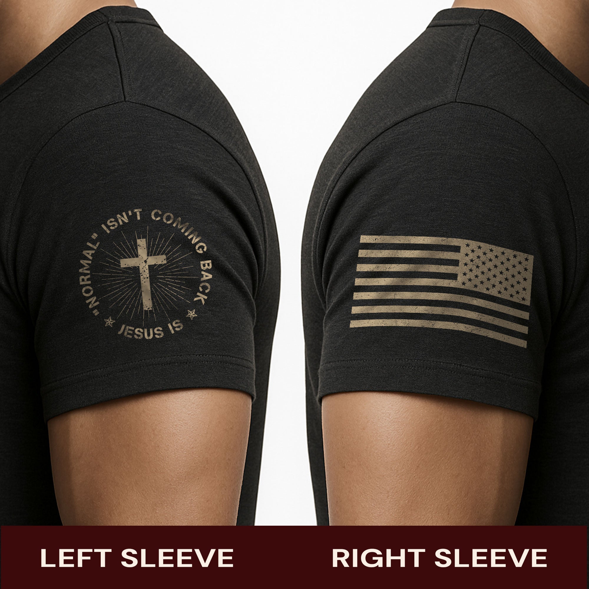 Jesus Is Coming Shirt – “Normal Isn’t Coming Back” Revelation 1:4 USA Flag Cross Tee