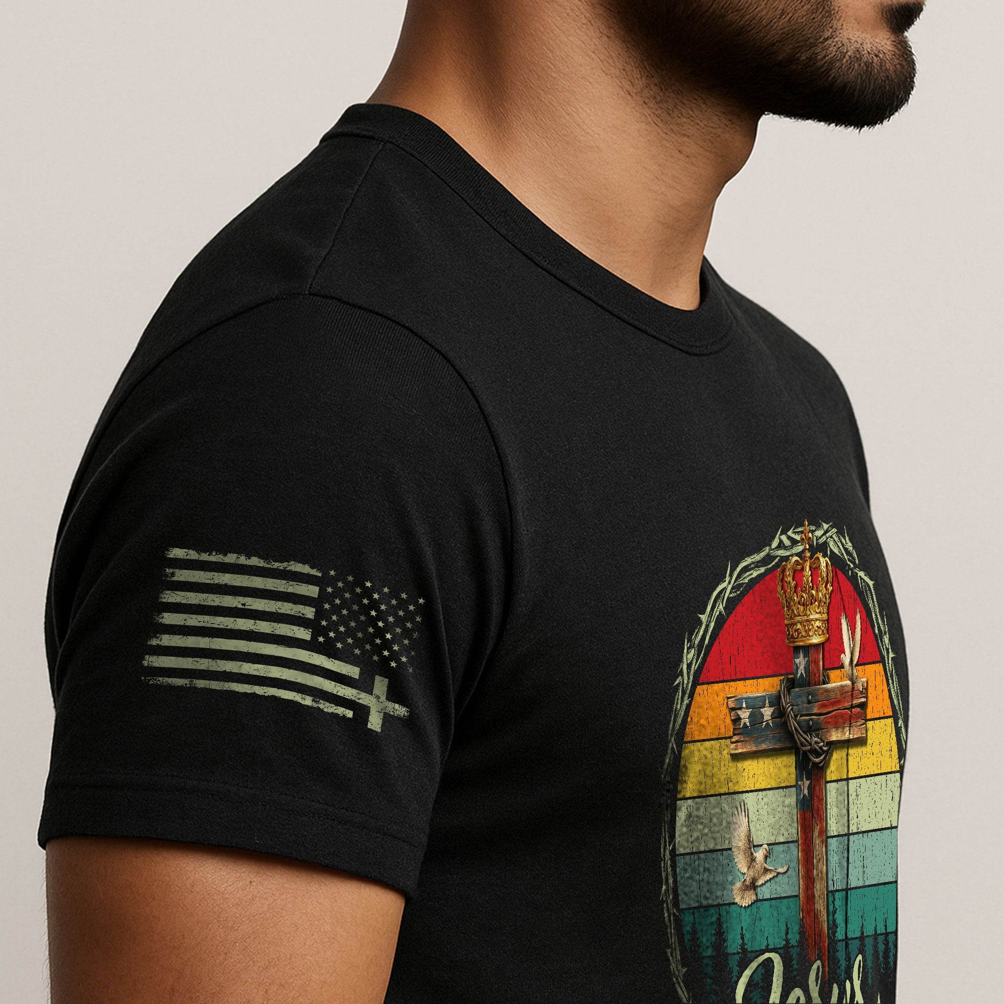 Jesus Is King Crown Cross Christian T-Shirt - Rust Field Wear