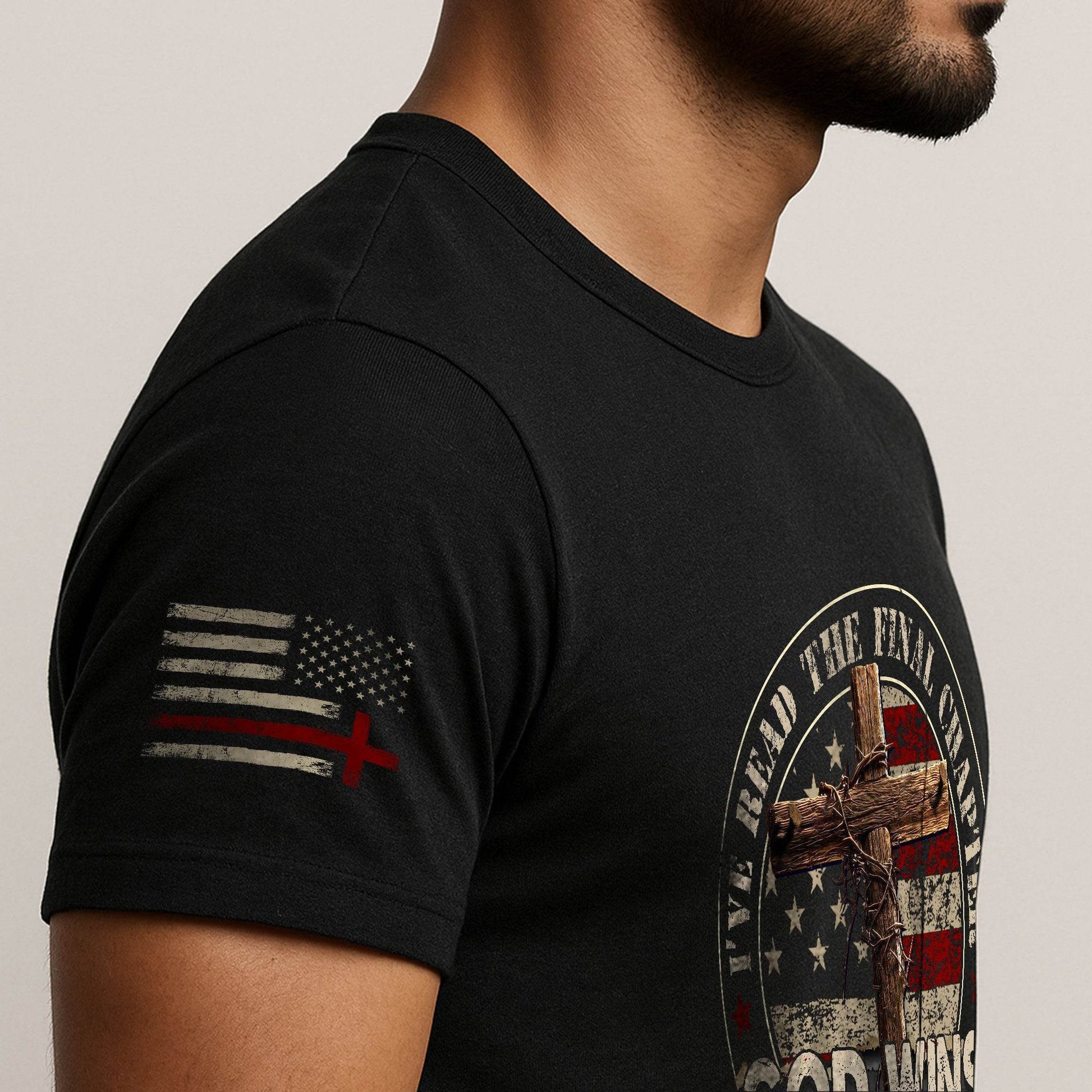 God Wins Final Chapter Circle American Flag T-Shirt - Rust Field Wear