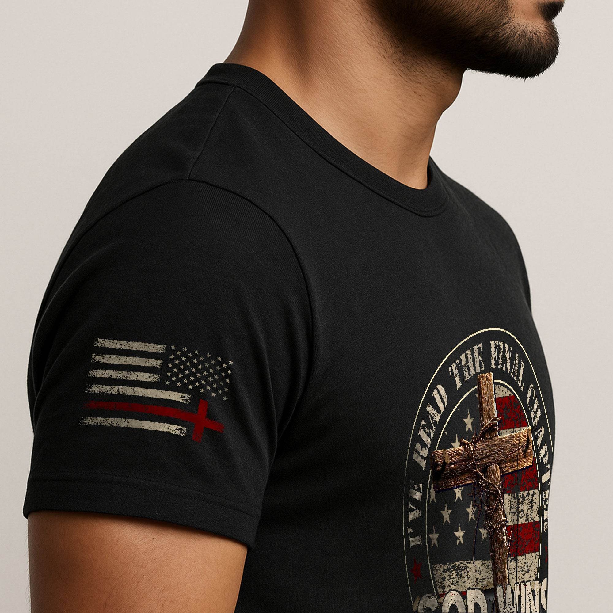 God Wins Final Chapter Circle American Flag T-Shirt - Rust Field Wear