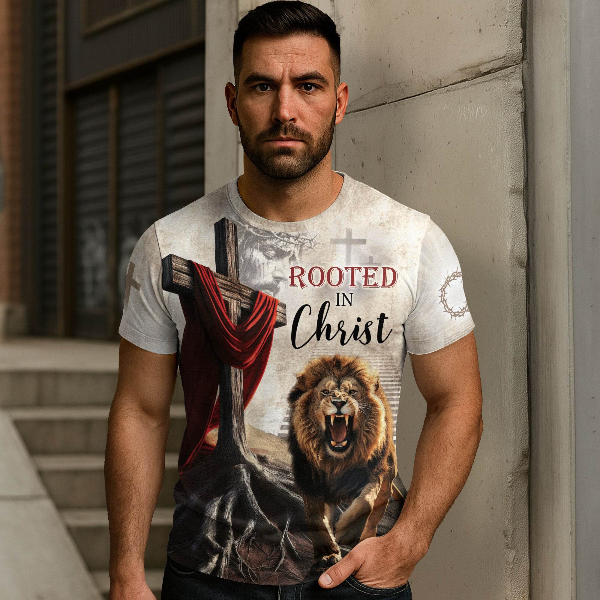 Be Bold As A Lion "Rooted In Christ" Proverbs 28:1 T-Shirt