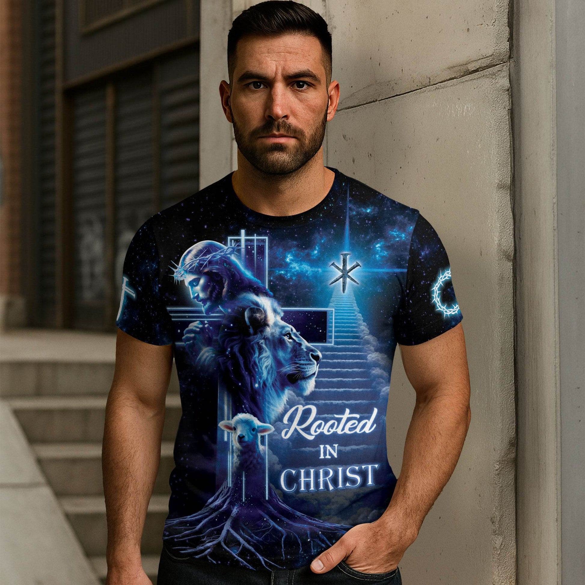 Rooted In Christ The Lion The Lamb And The King T-Shirt - Rust Field Wear