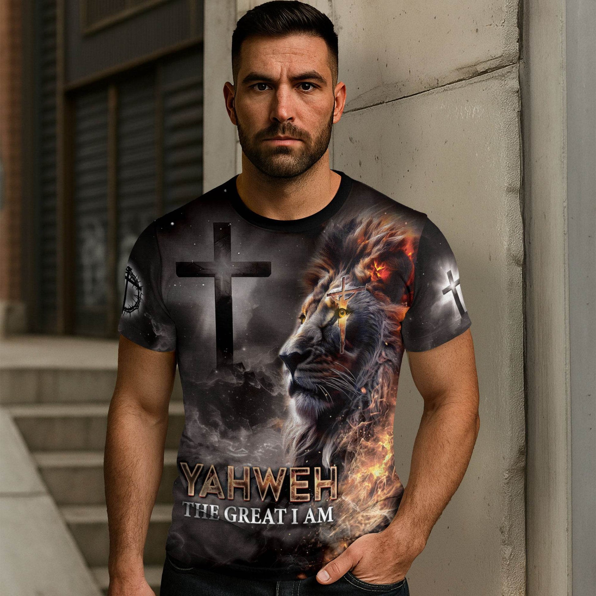 Lion of Yahweh – The Fire of I AM T-Shirt - Rust Field Wear
