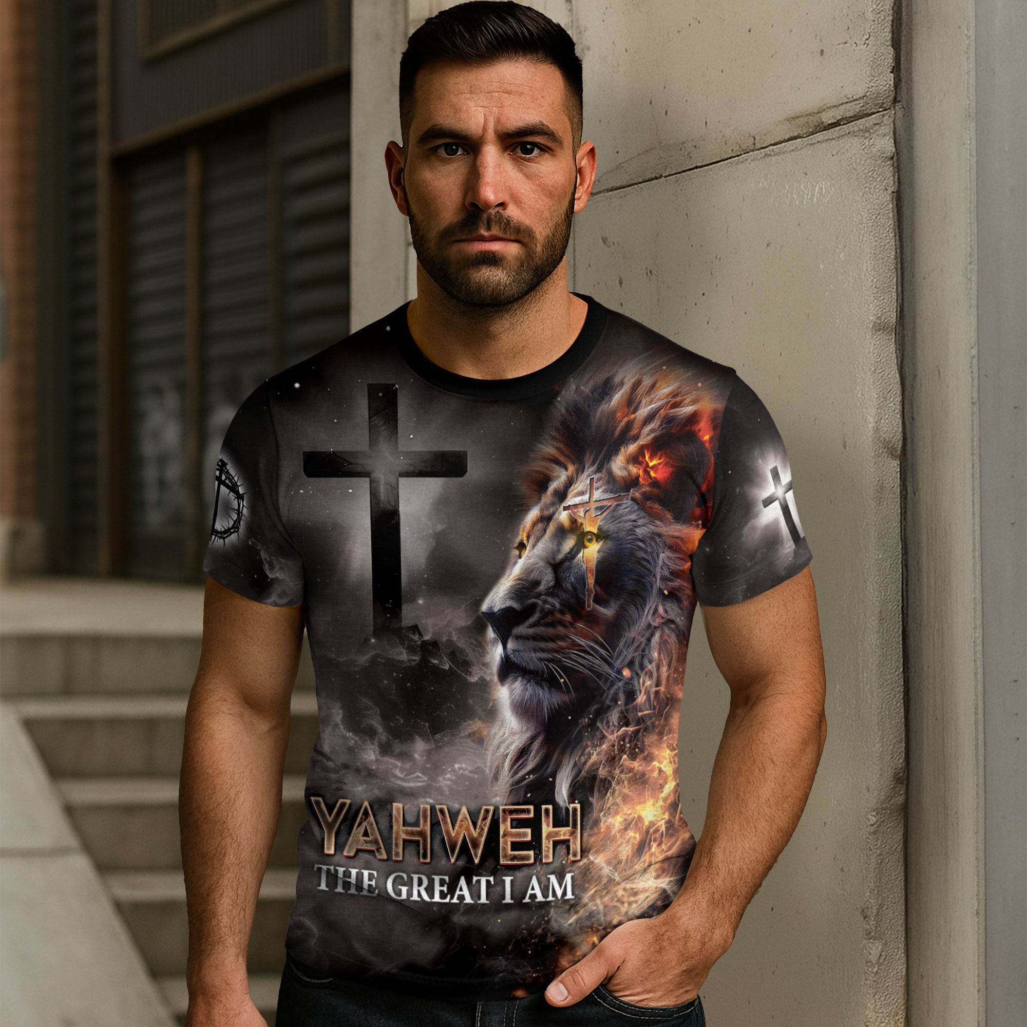 Lion of Yahweh – The Fire of I AM T-Shirt - Rust Field Wear