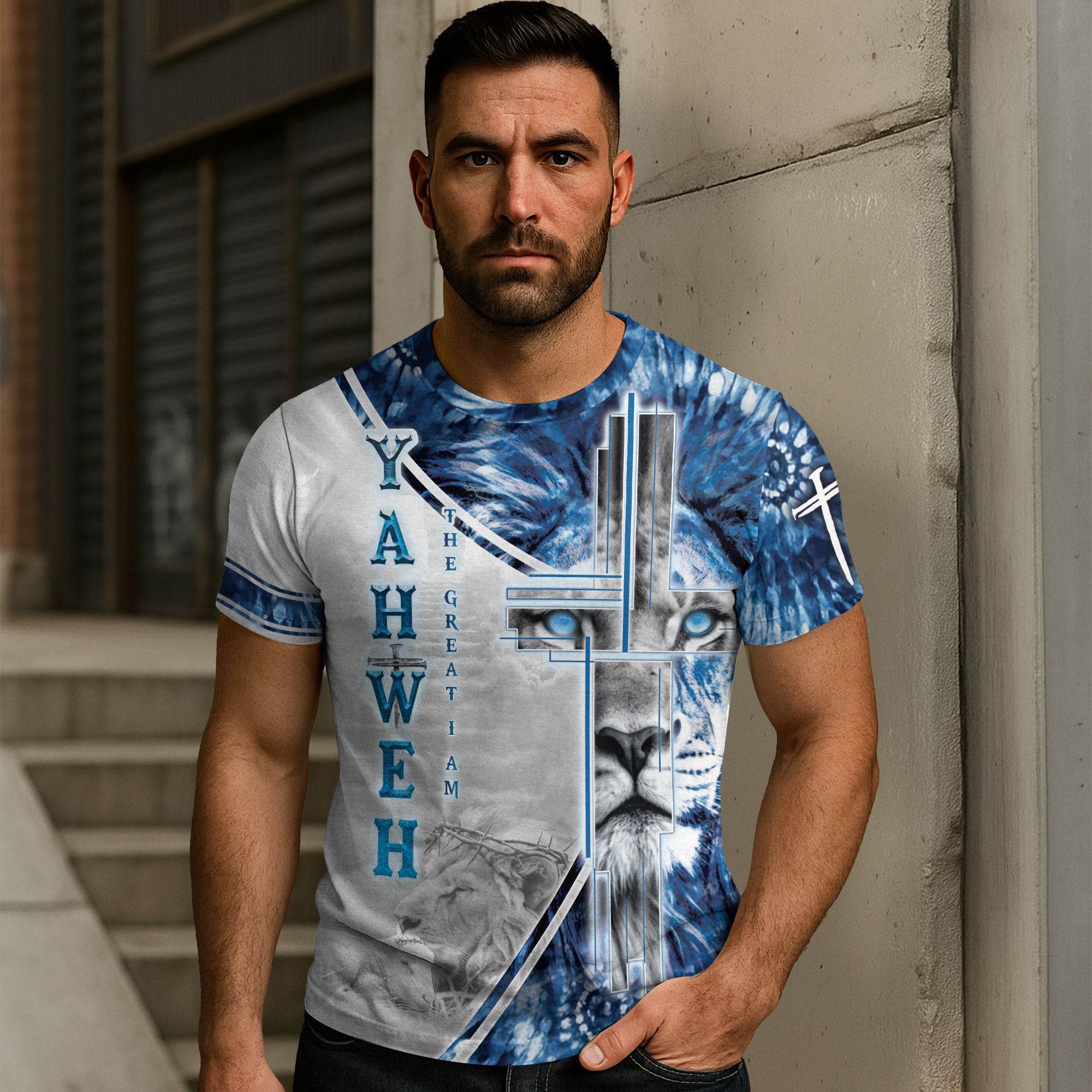 Yahweh Reigns with Lion & Cross of Power T-Shirt - Rust Field Wear