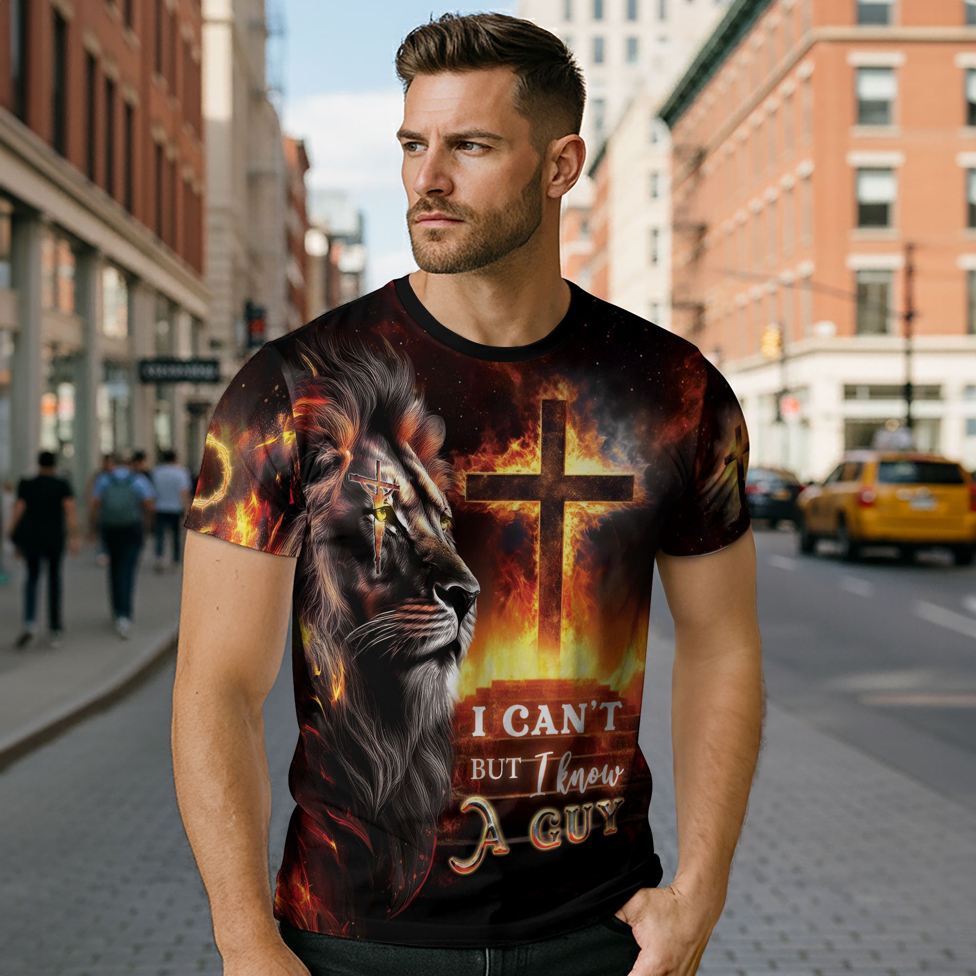 Strength From The Cross Philippians 4:13 Lion And Jesus T-Shirt