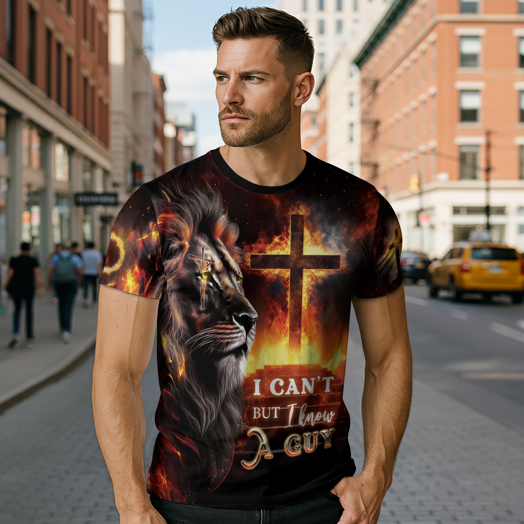 Strength From The Cross Philippians 4:13 Lion And Jesus T-Shirt