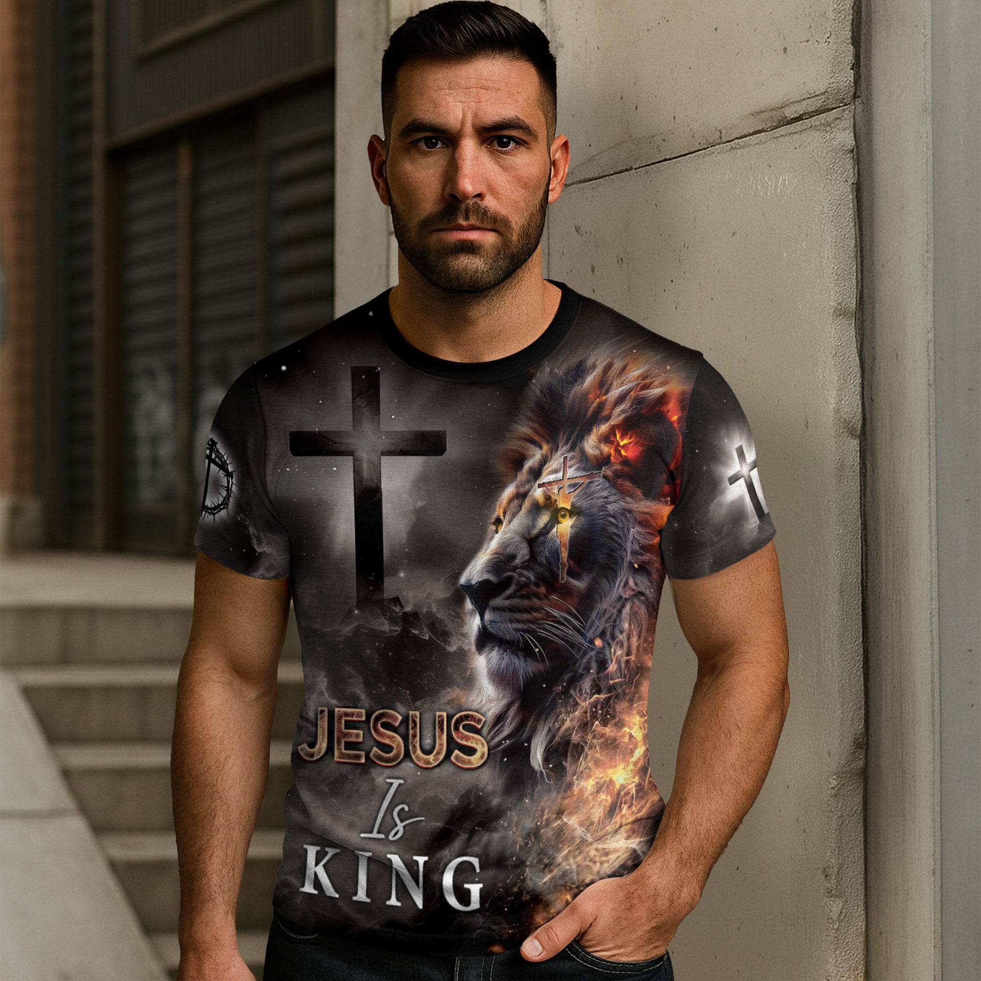 Jesus Is King The Fiery Lion Of Judah Faith T-Shirt - Rust Field Wear