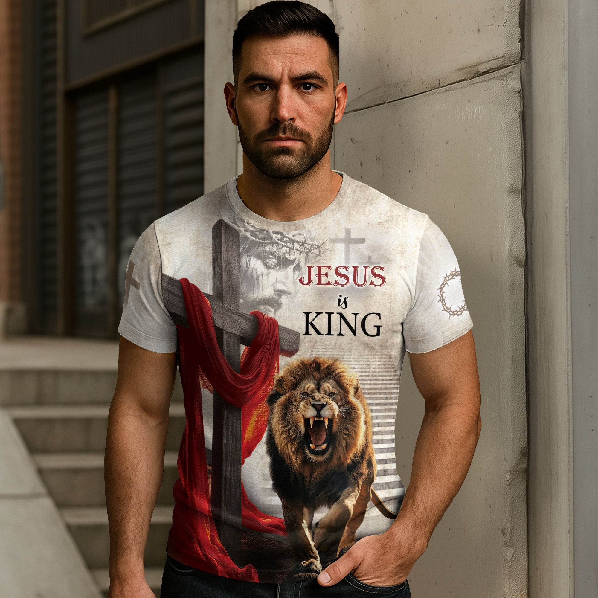 Jesus Is King The Roaring Lion Of Judah Triumphant T-Shirt - Rust Field Wear