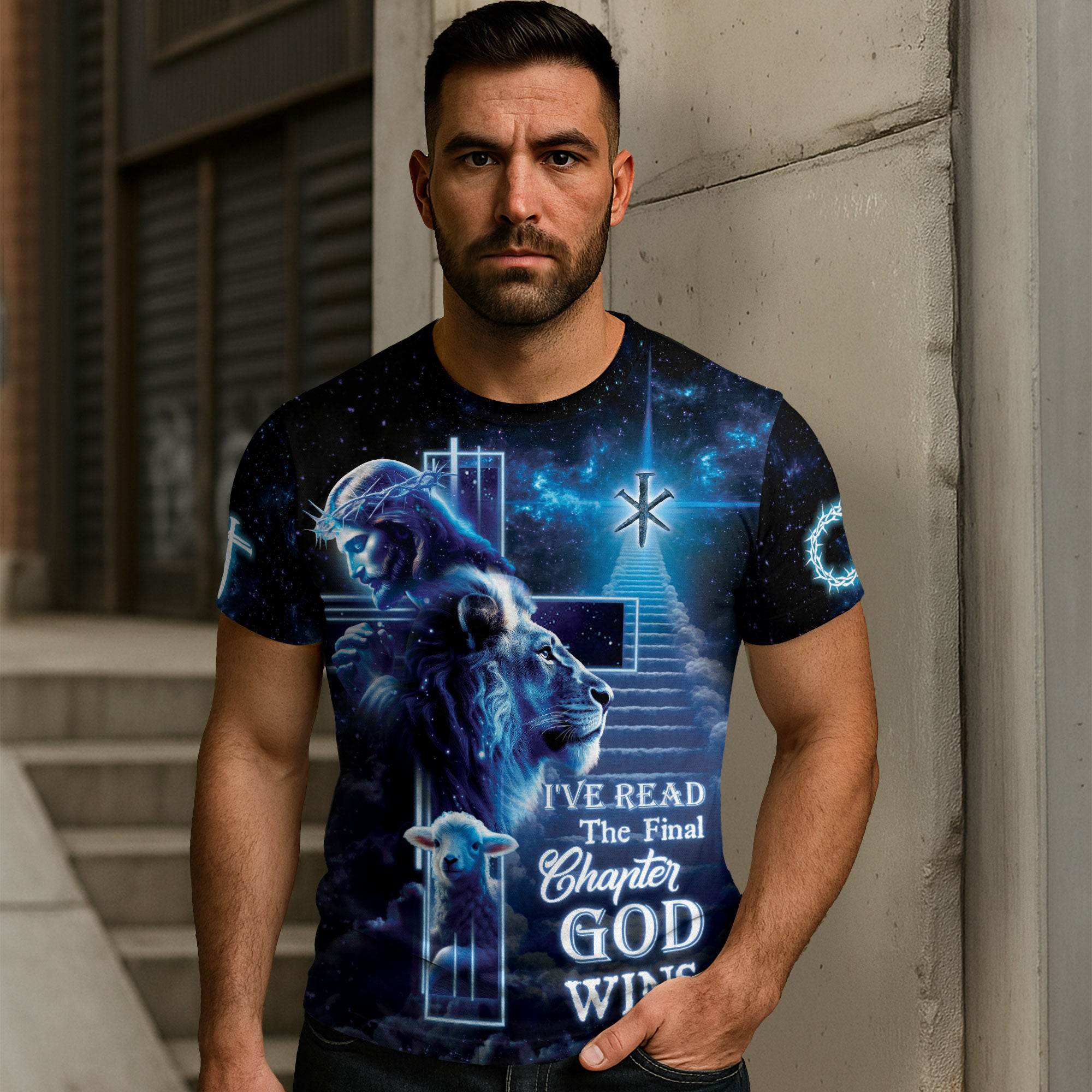 I’ve Read The Final Chapter God Wins Lion Cross Heaven T-Shirt - Rust Field Wear