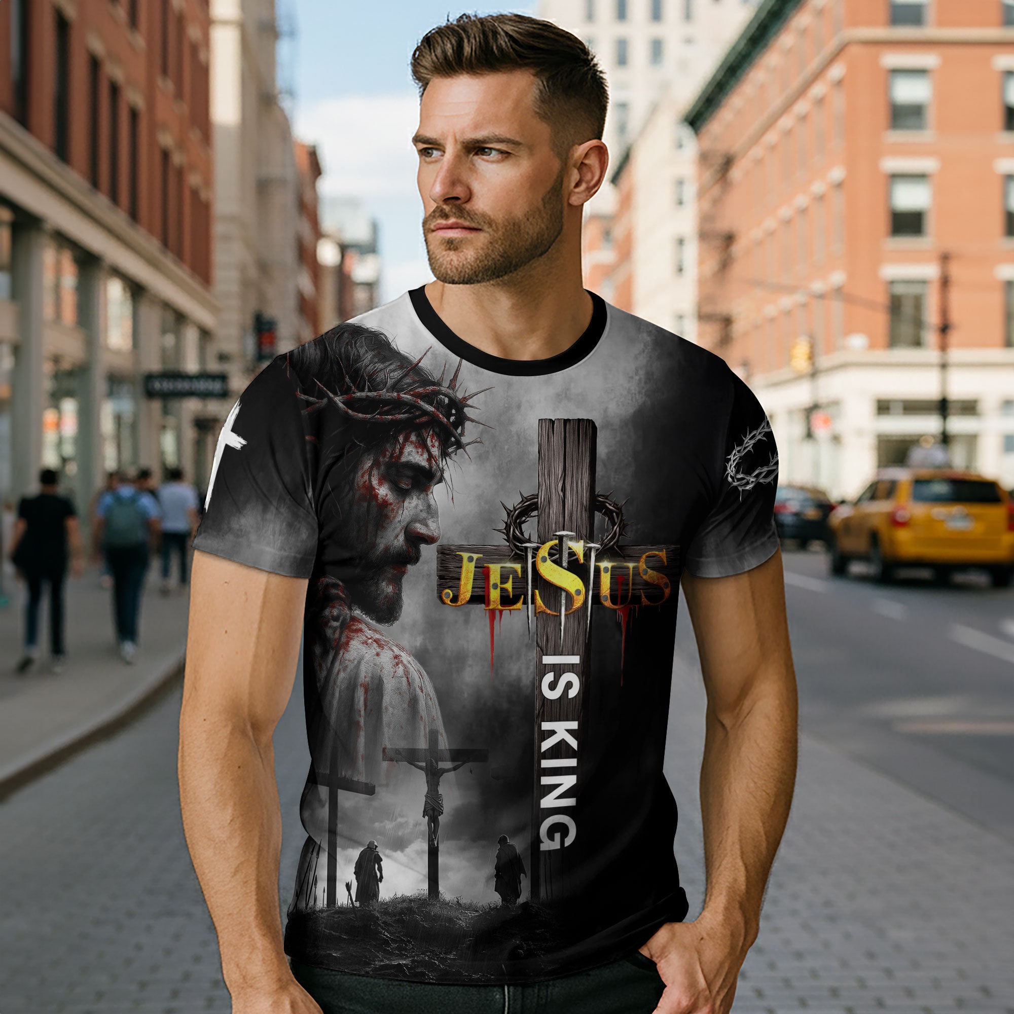 Jesus Is King Cross and Lion Warrior Faith T-Shirt