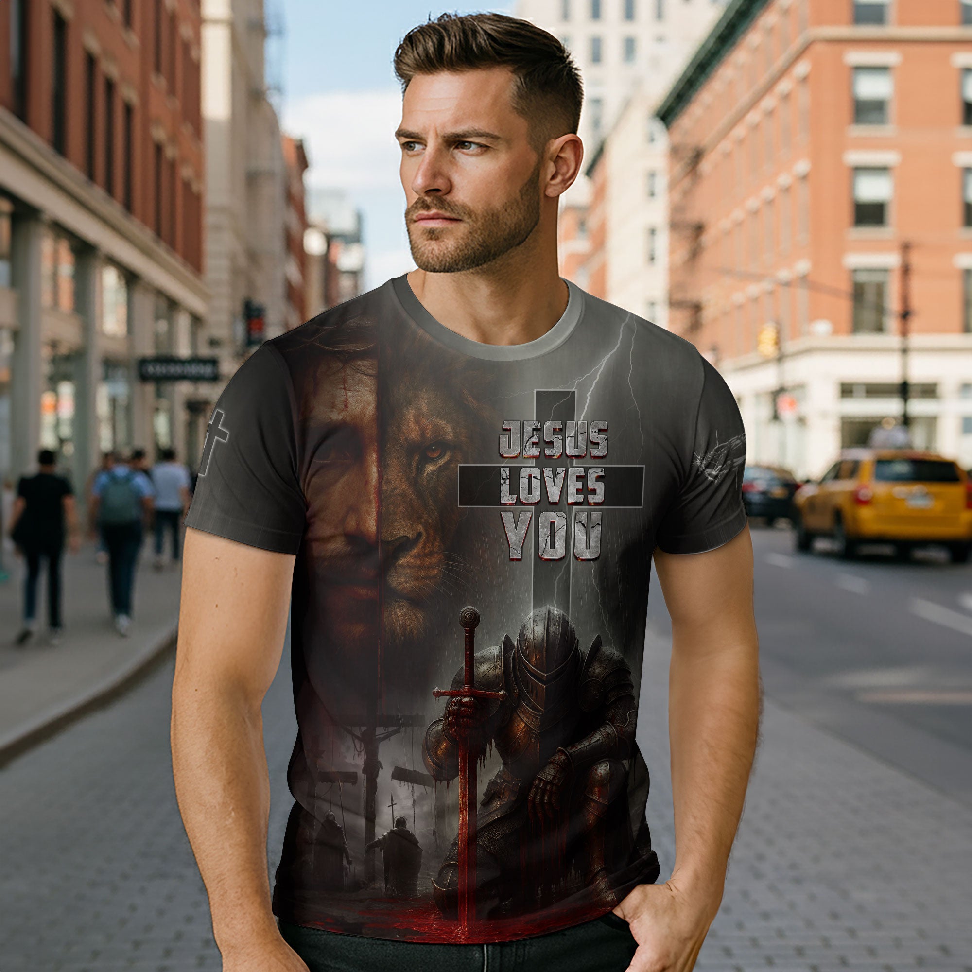Jesus Loves You Dark Glory Lion Christian T-Shirt