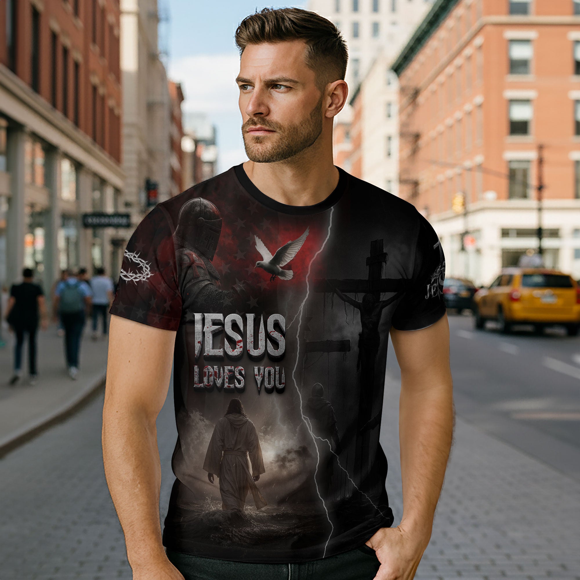Jesus Loves You Storm of Salvation Lion Christian T-Shirt