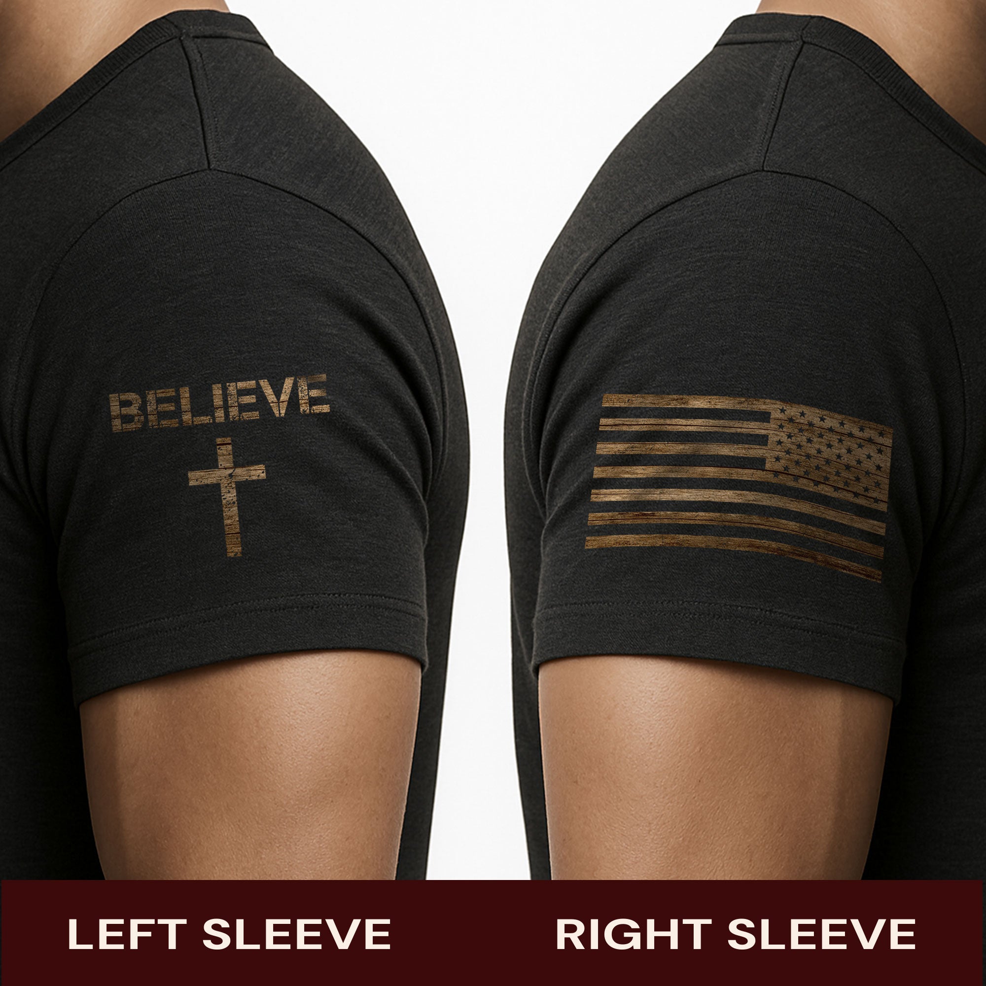 Believe American Flag Cross Christian T-Shirt