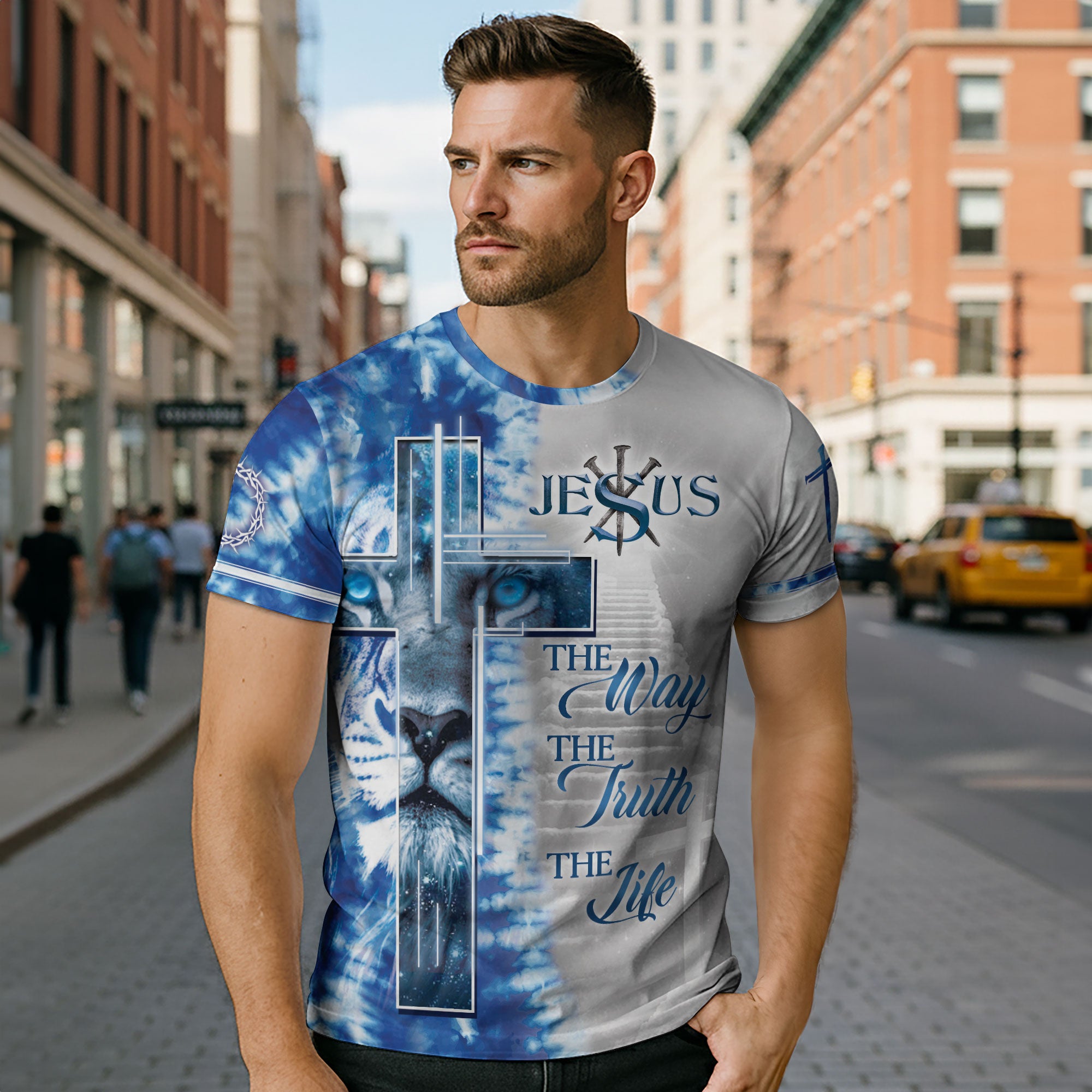 The Gaze Of Truth "The Way The Truth The Life" Blue Eyed Lion T-Shirt
