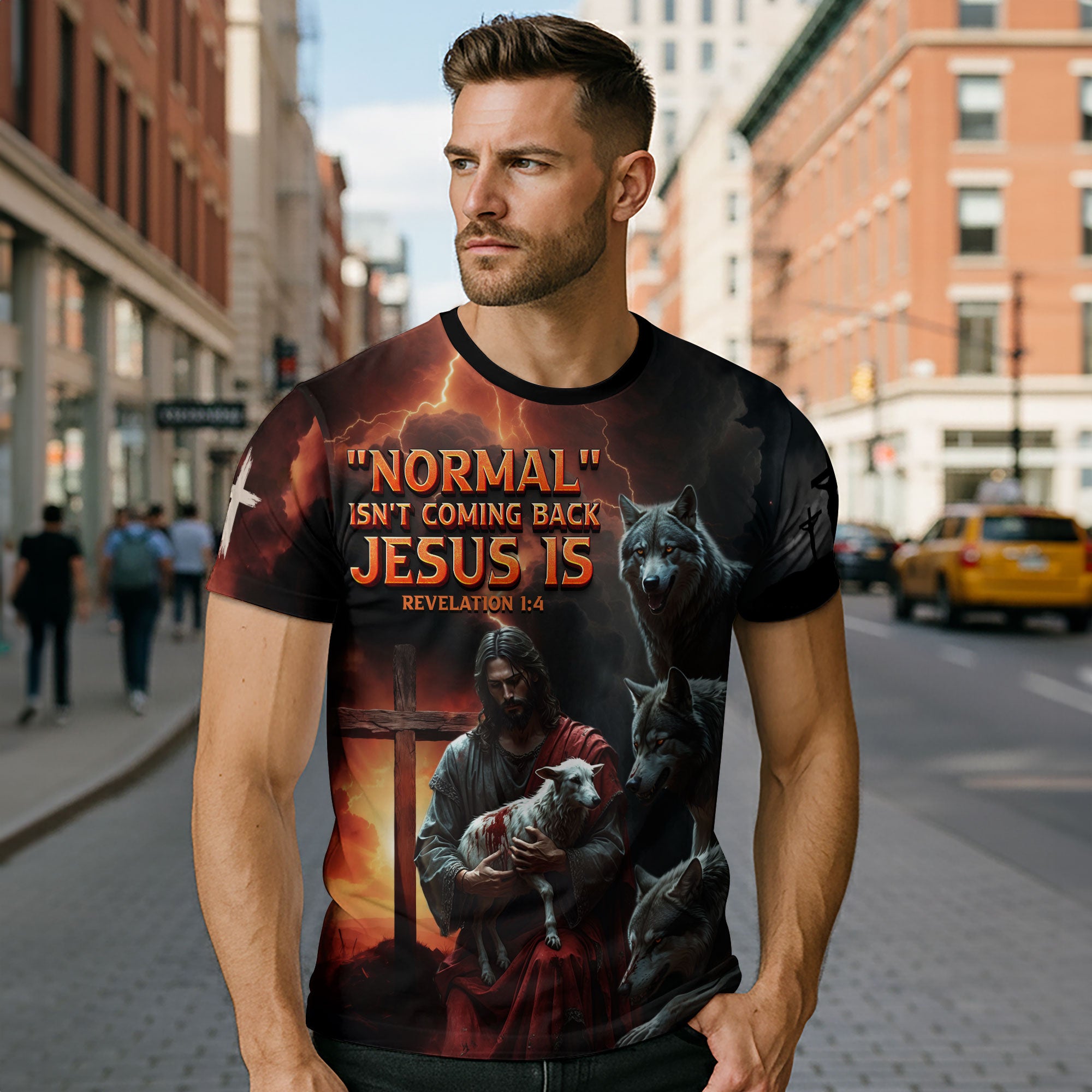 Revelation Fire “Jesus Is Coming Back” Lion and Lamb Christian T-Shirt