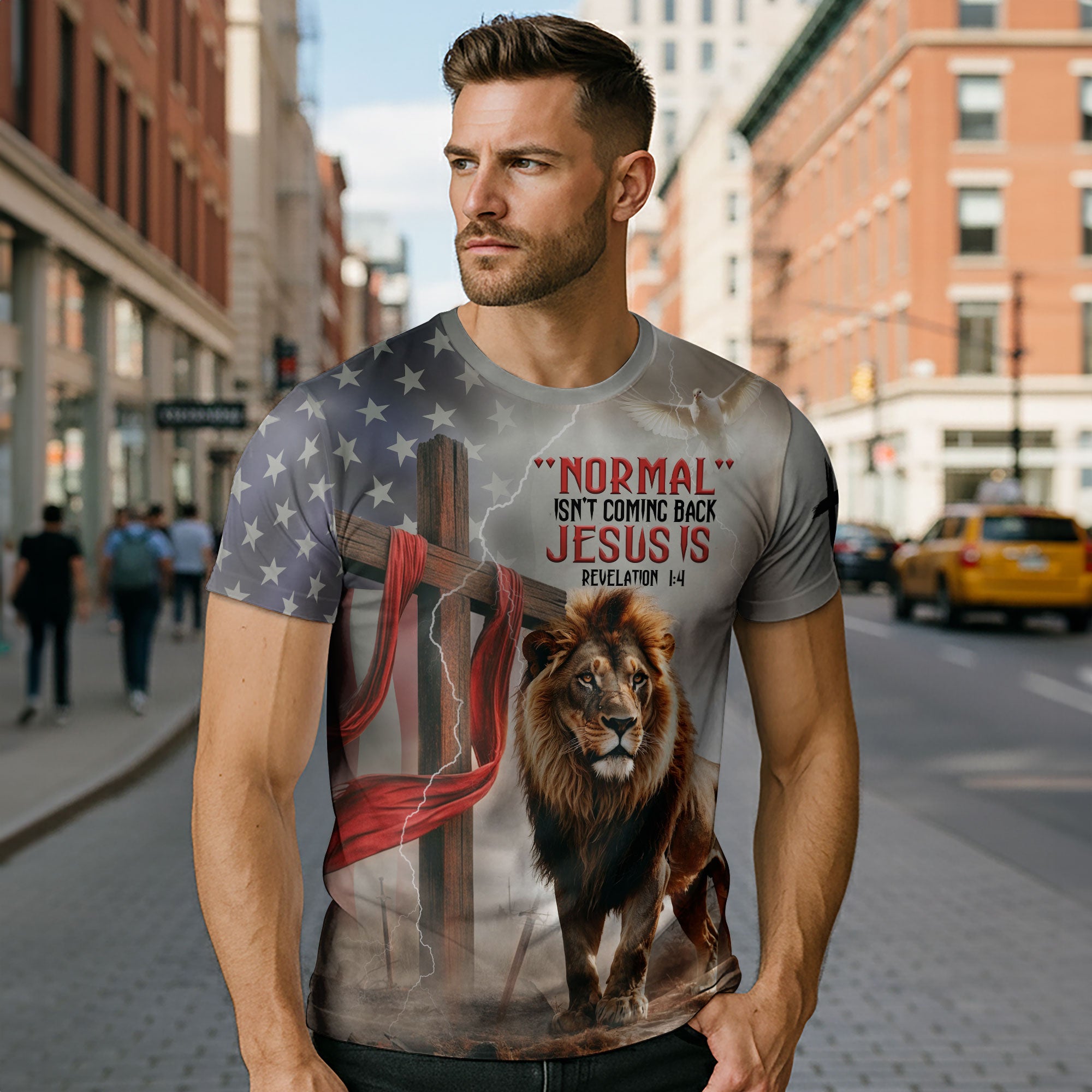 Revelation Freedom “Jesus Is Coming Back” Lion and Cross Christian T-Shirt