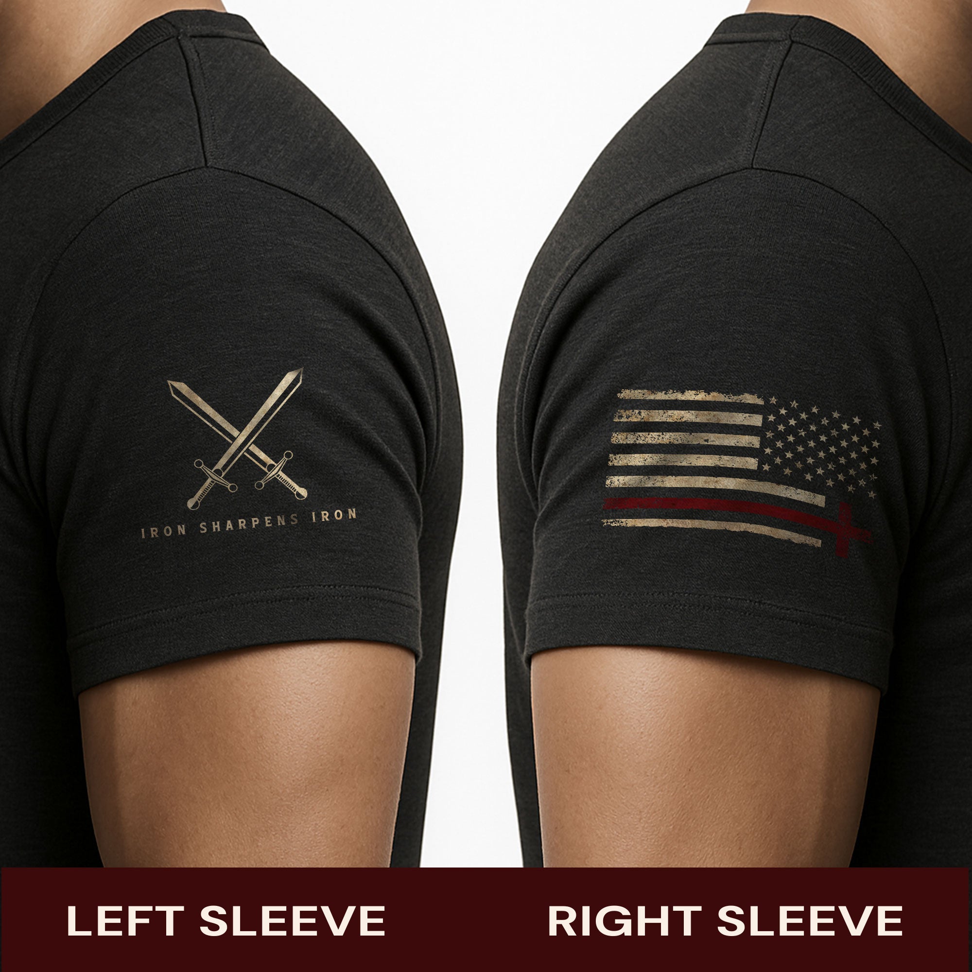 Iron Sharpens Iron Cross American Flag T-Shirt