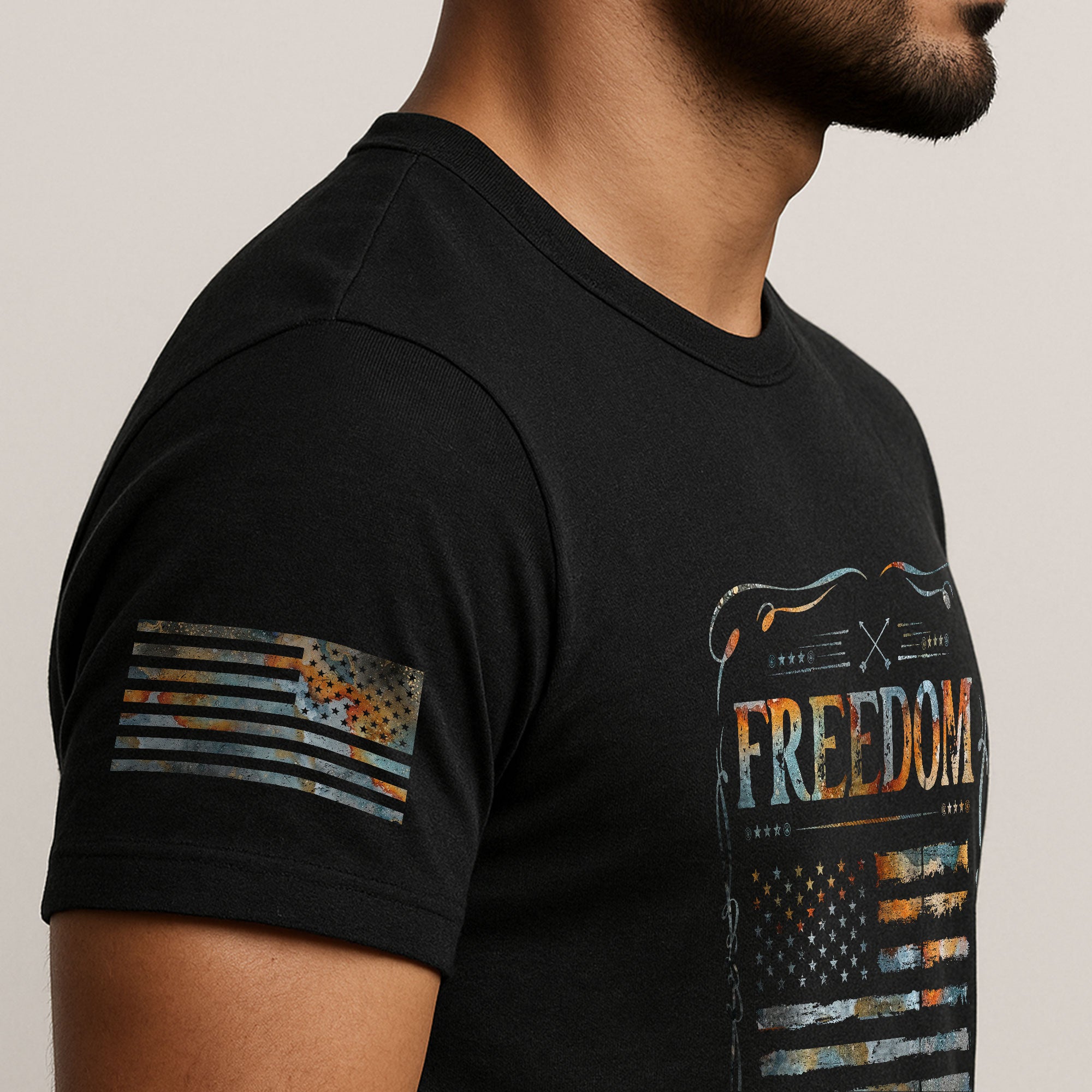 Freedom Rustic Flag Patriotic Tribute T-Shirt