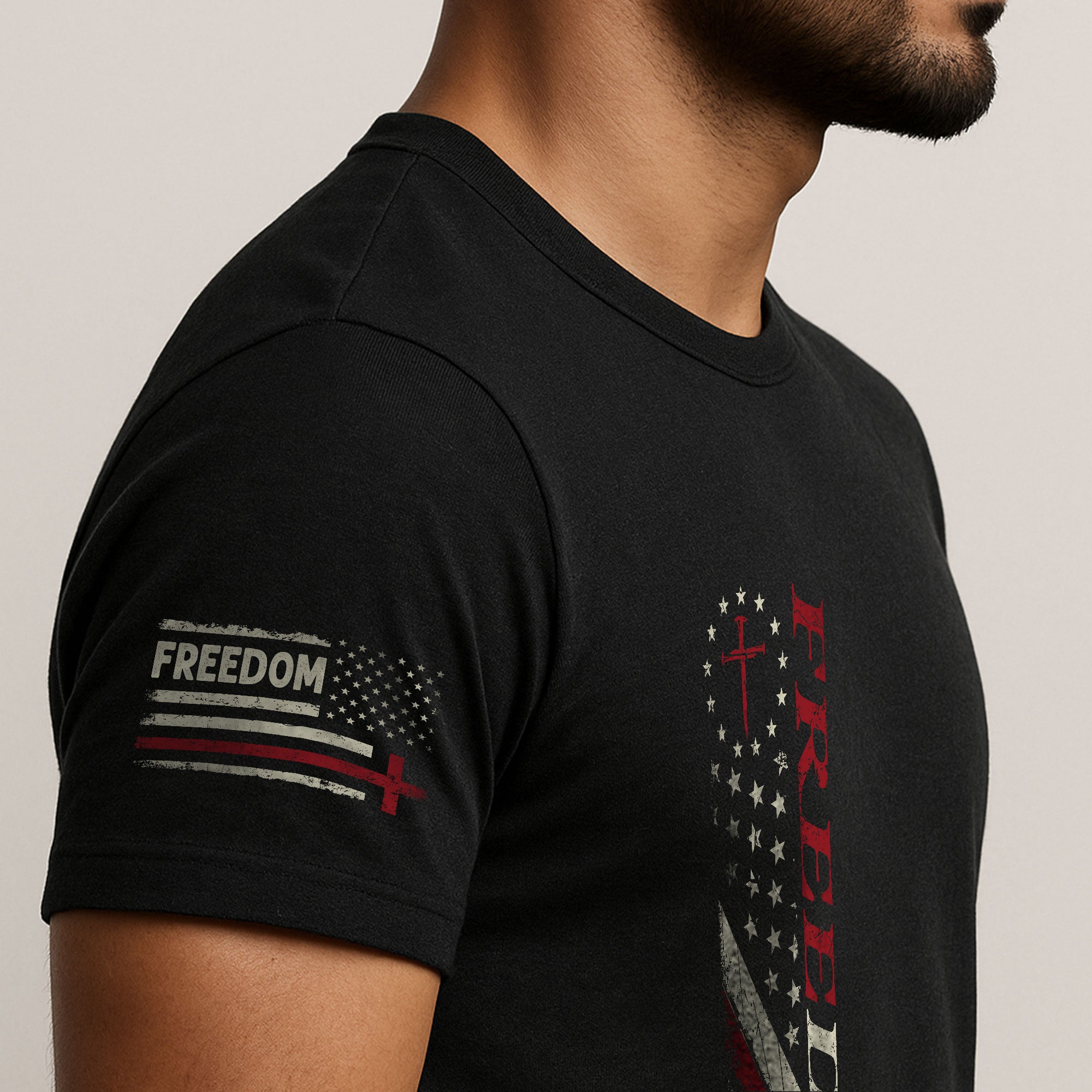 Freedom Memorial Patriotic American Flag & Bold Quote T-Shirt