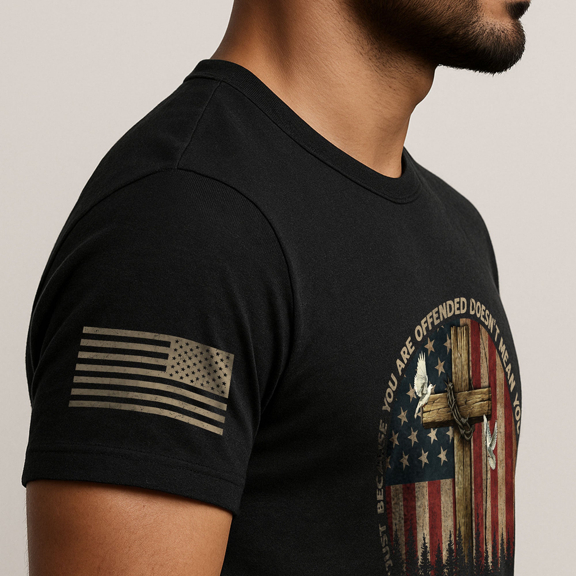 Freedom “Offended Doesn’t Mean You Are Right” Memorial Faith Cross T-Shirt