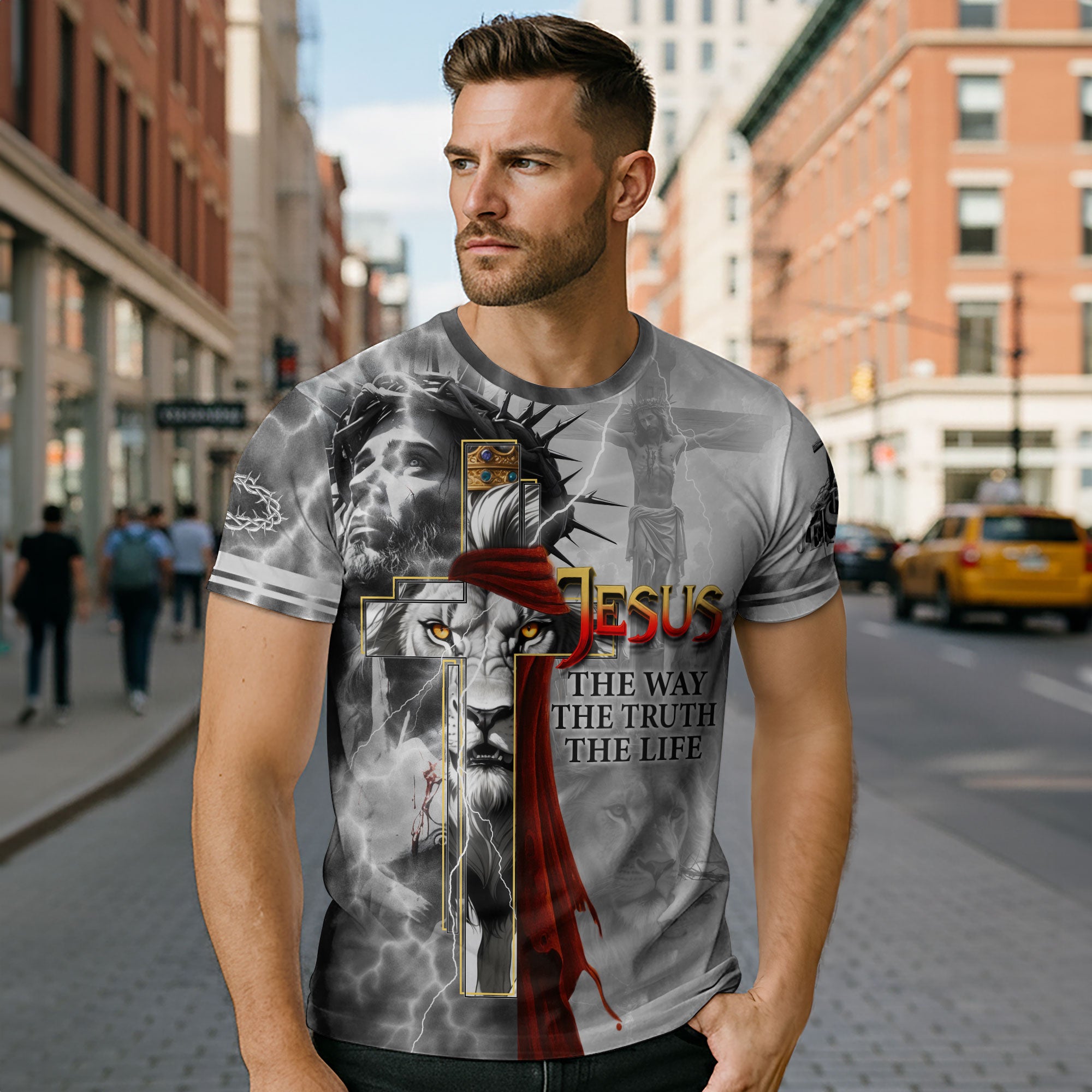 Jesus The Way The Truth The Life Lion Crown Christian T-Shirt
