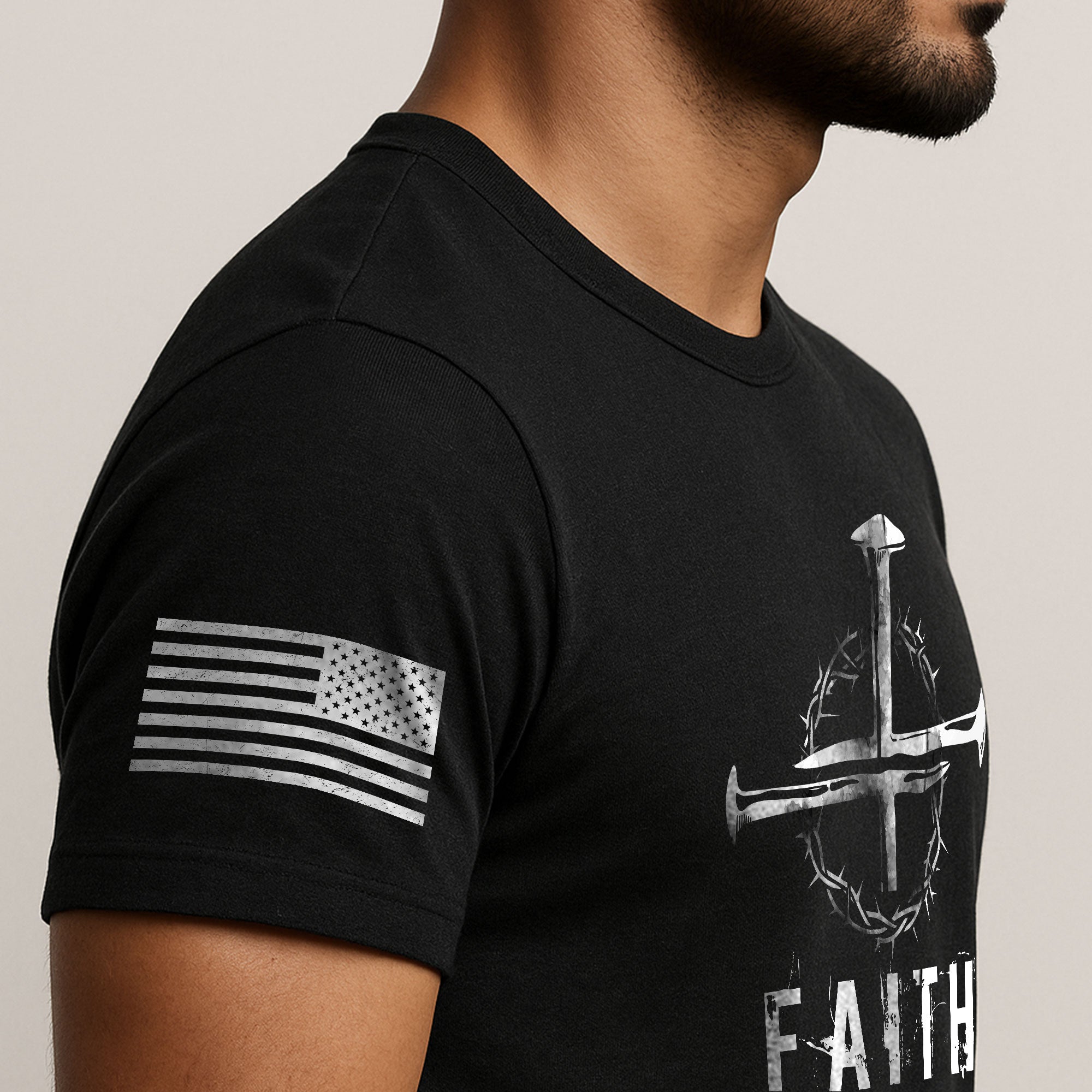 Faith Over Fear Christian Nail Cross Crown Thorns Religious Shirt