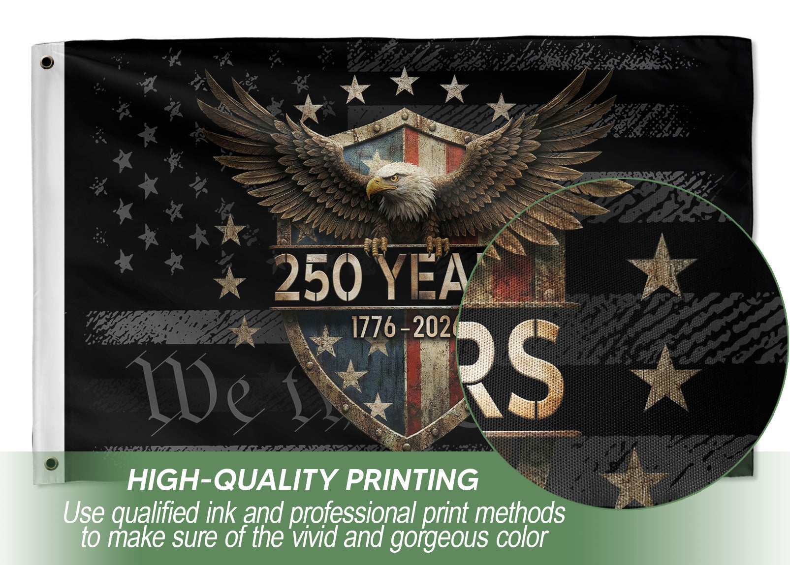 US 1776 2026 Anniversary Eagle Shield We The People Patriotic Outdoor Flag 3x5 ft