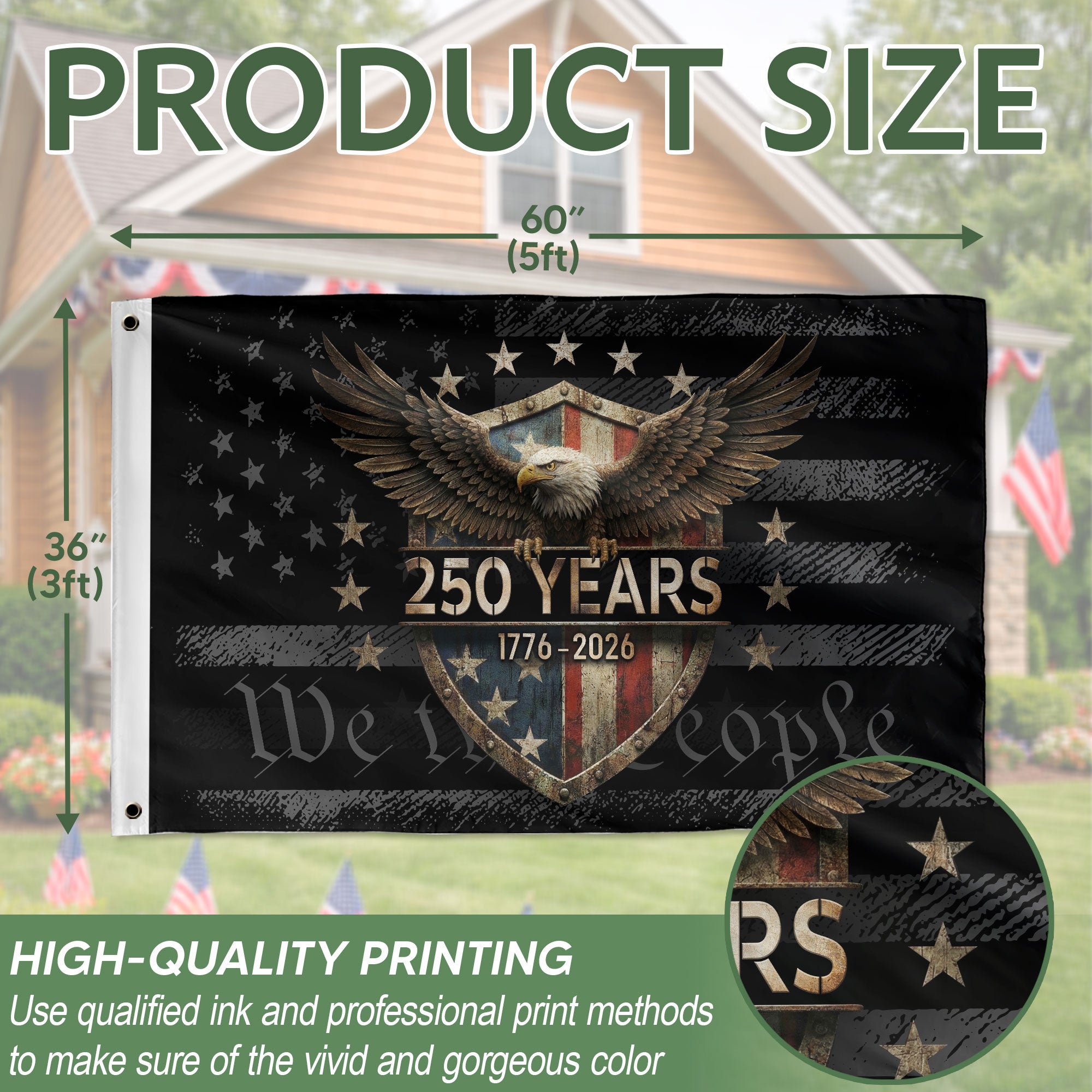 USA 250th Anniversary Flag 1776-2026 American Flag Eagle Patriotic