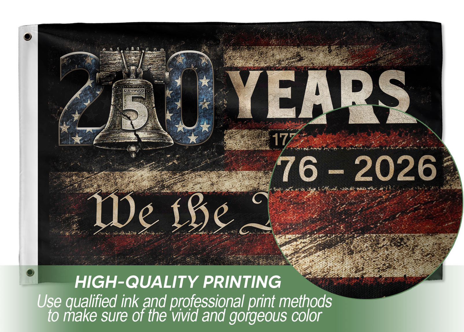 USA 250th Anniversary Flag 1776-2026 American Flag Liberty Bell We The People Patriotic