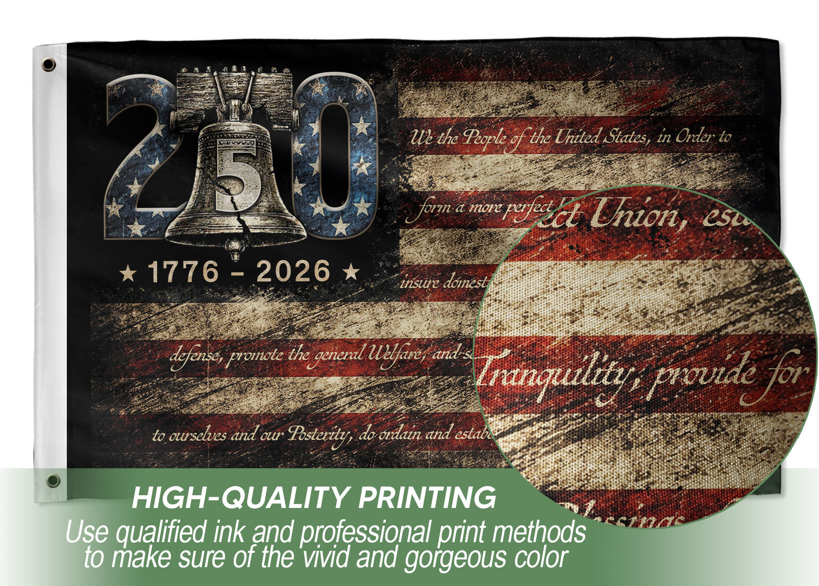 USA 250th Anniversary Flag 1776-2026 American Flag Liberty Bell We The People Patriotic