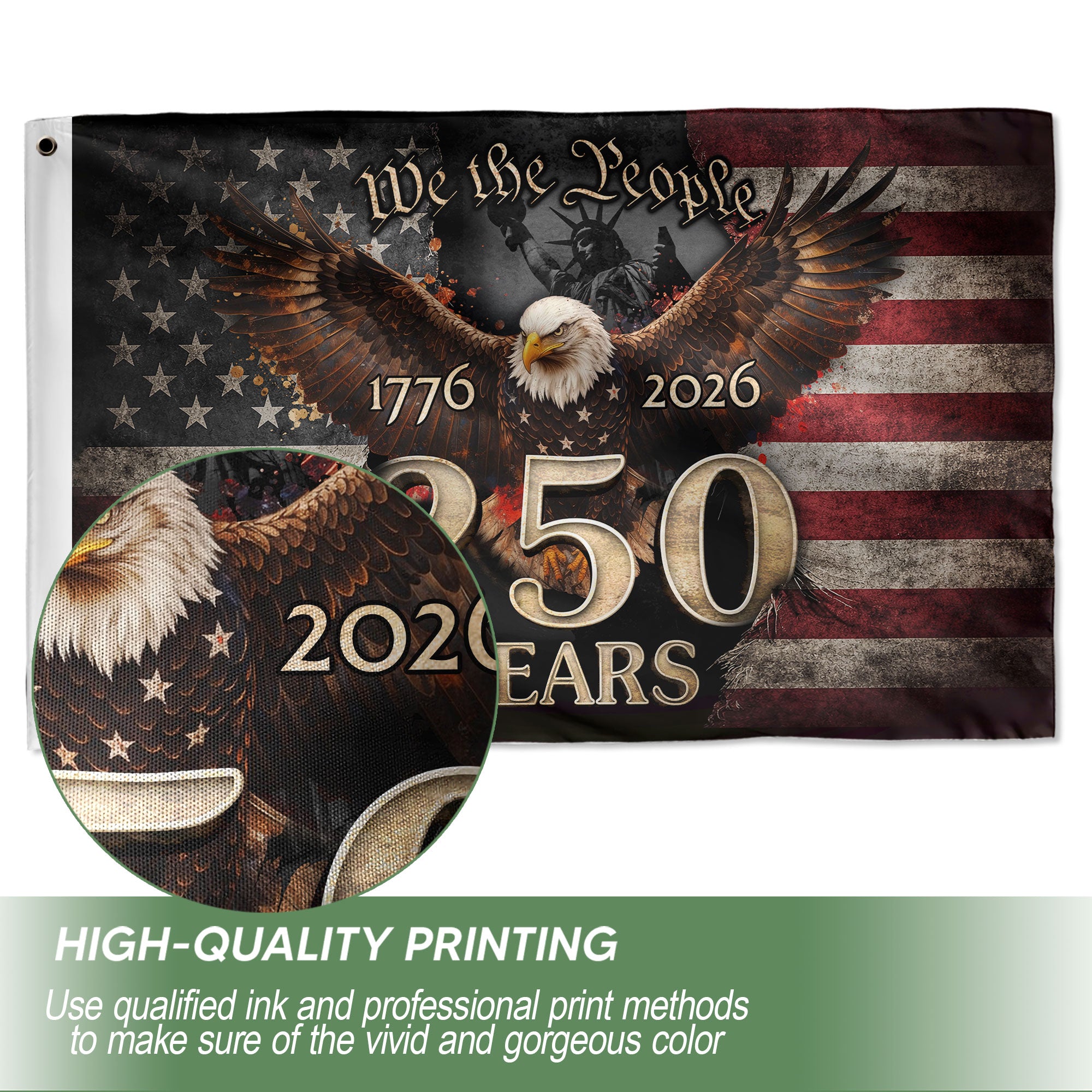 We The People 250 Years Semiquincentennial Flag 1776–2026 – Eagle Patriotic American Décor