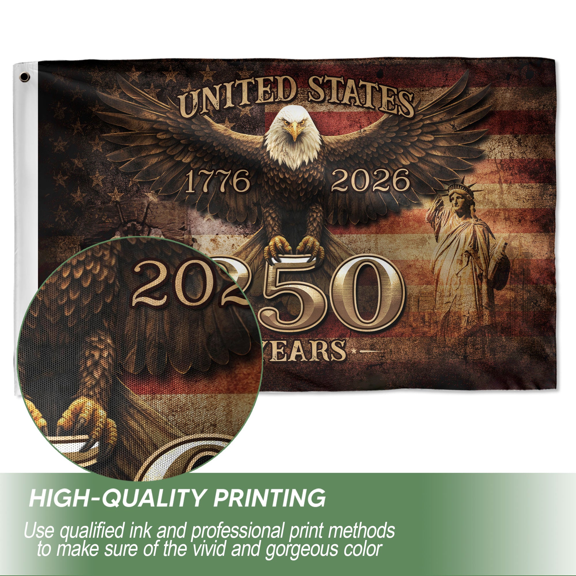 United States 250 Years Semiquincentennial Flag 1776–2026 – Eagle Patriotic American Décor