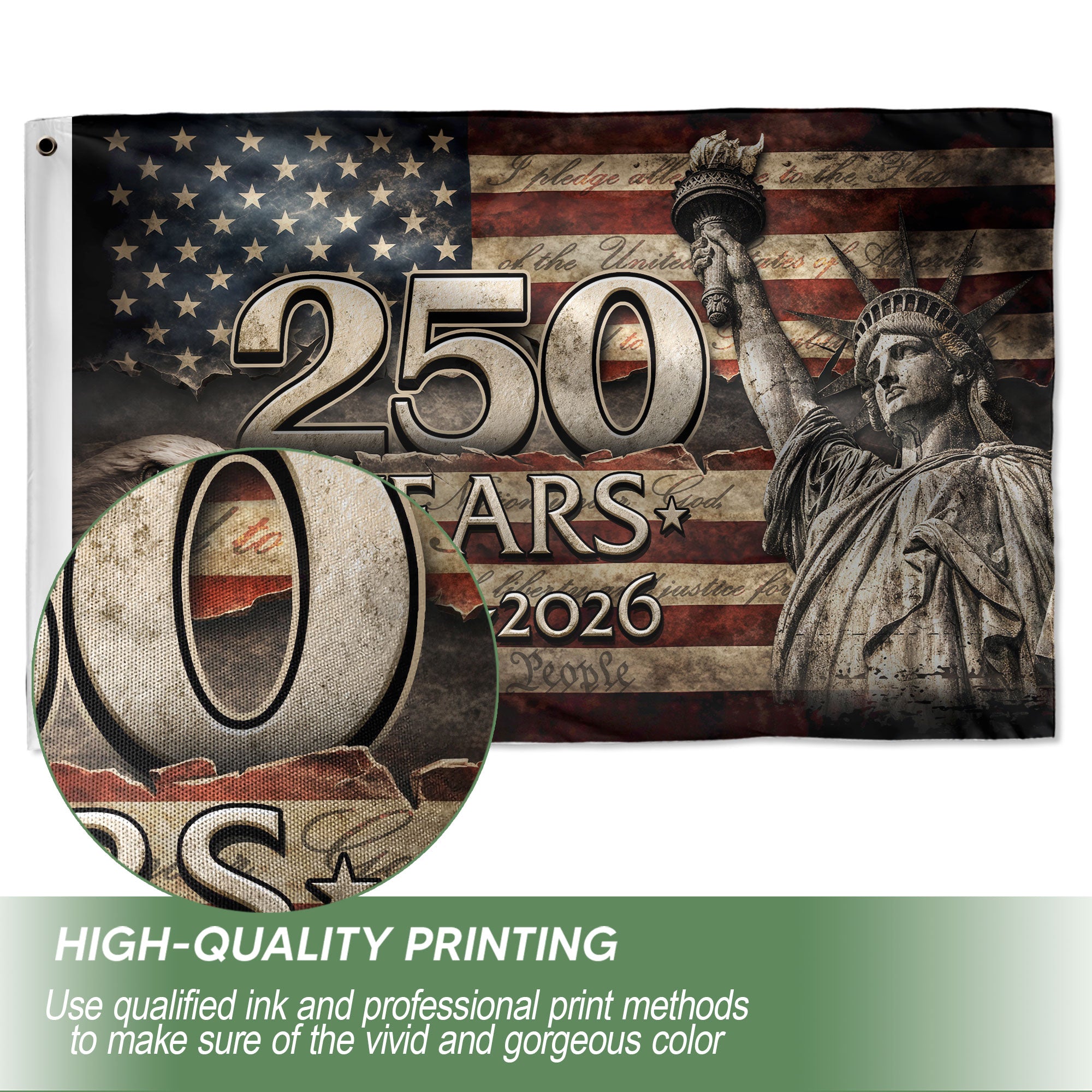 250 Years Semiquincentennial Flag 1776–2026 – Eagle & Liberty Patriotic American Décor