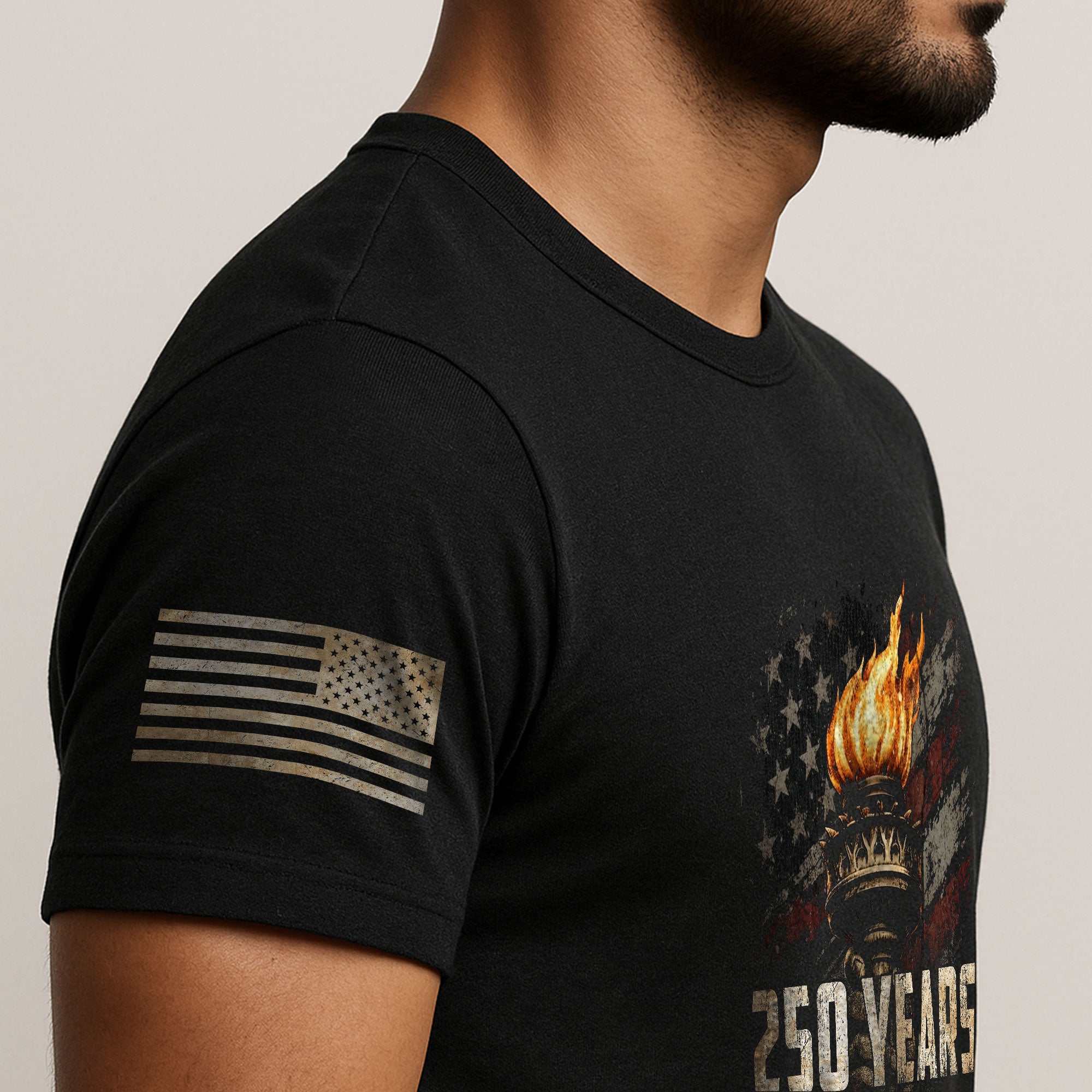 USA 250th Anniversary Shirt 1776-2026 American Flag Liberty Torch Patriotic for Men