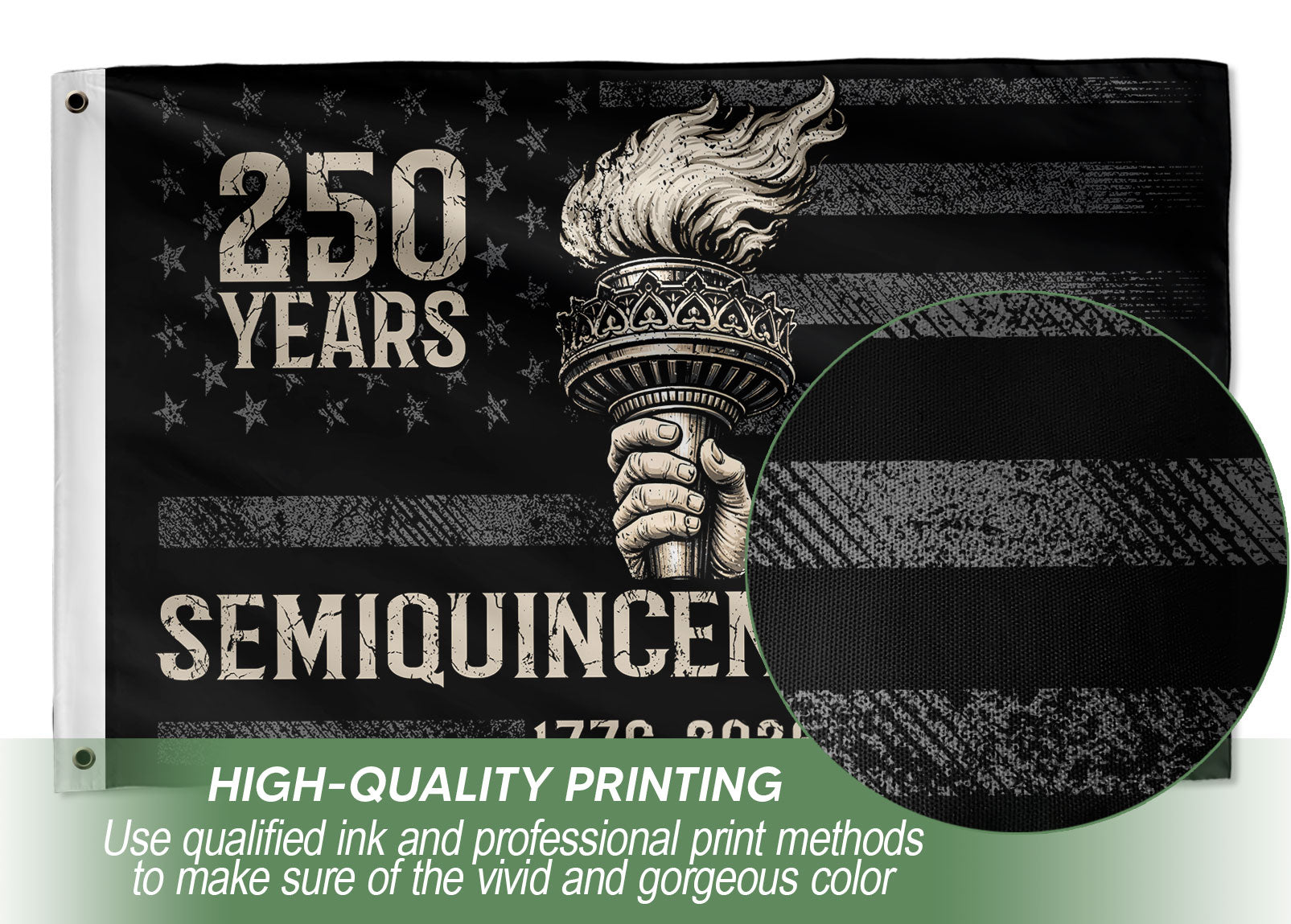 USA 250th Anniversary Semiquincentennial Flag 1776-2026 Liberty Torch Patriotic