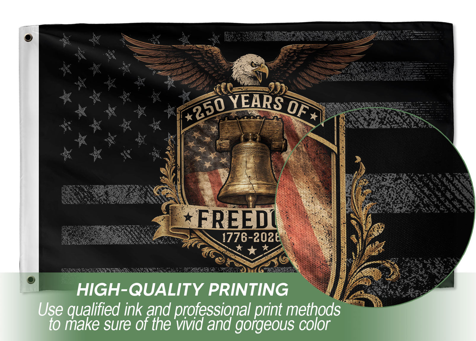 USA 250th Anniversary 250 Years Flag 1776-2026 Liberty Bell Eagle Freedom