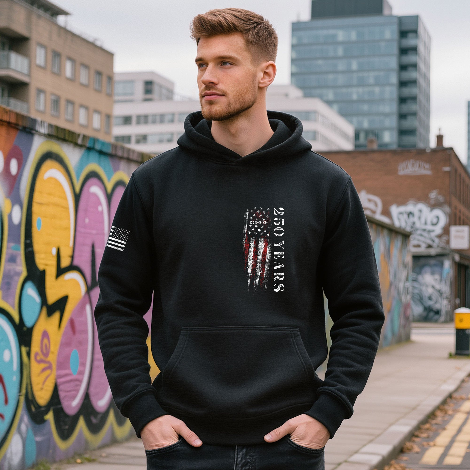 USA 250th Anniversary 250 Years Hoodie 1776-2026 American Flag Vintage Patriotic