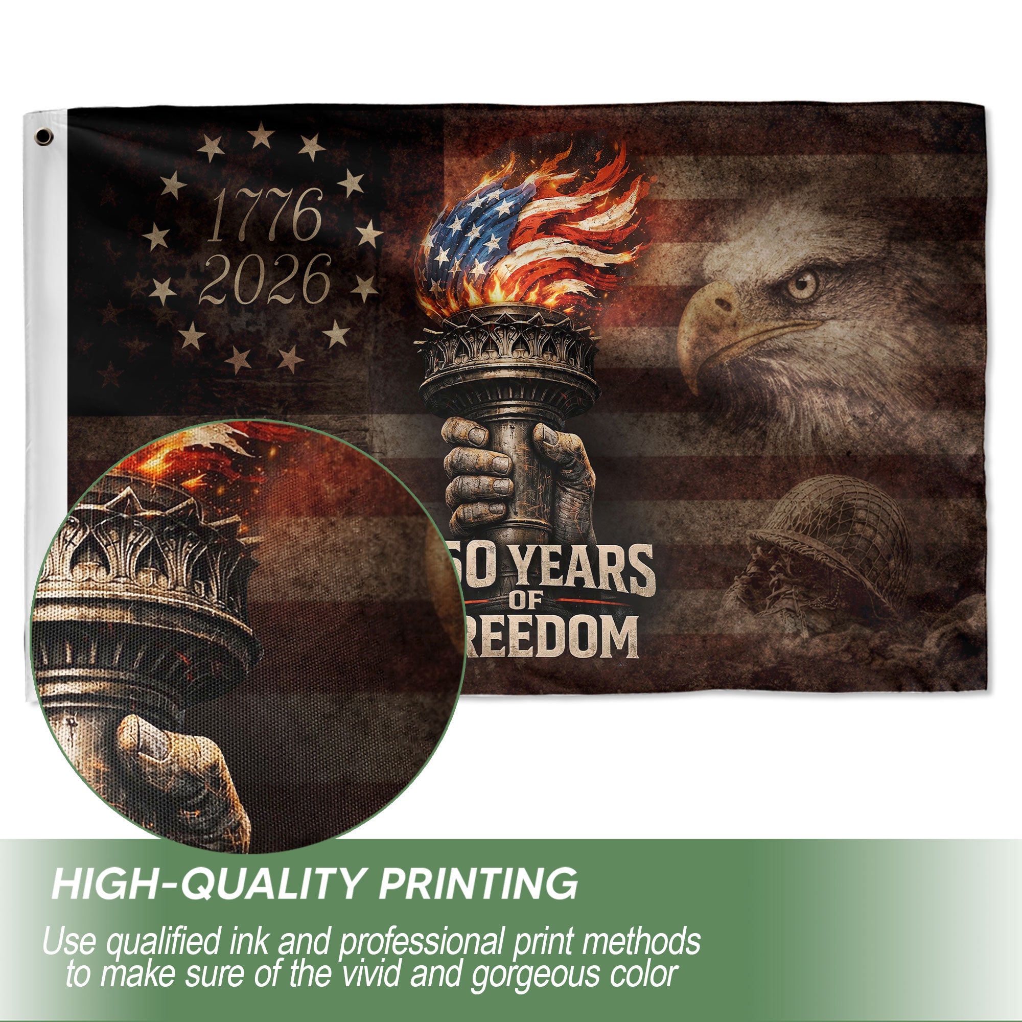 Semiquincentennial House Flag – 250 Years of Freedom Double-Sided Patriotic Décor with Eagle Design 1776–2026