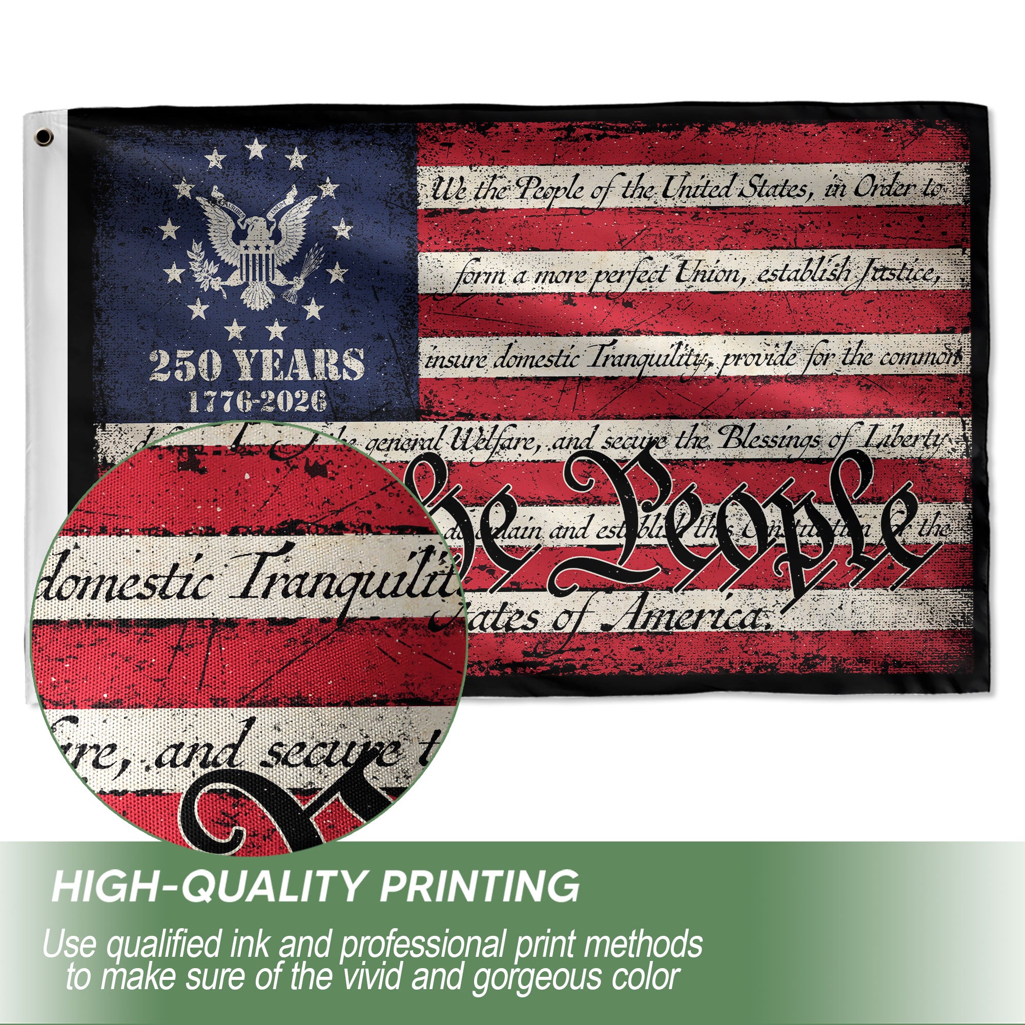 We The People Semiquincentennial Double-Sided House Flag – 250 Years of Freedom Patriotic American Décor 1776–2026