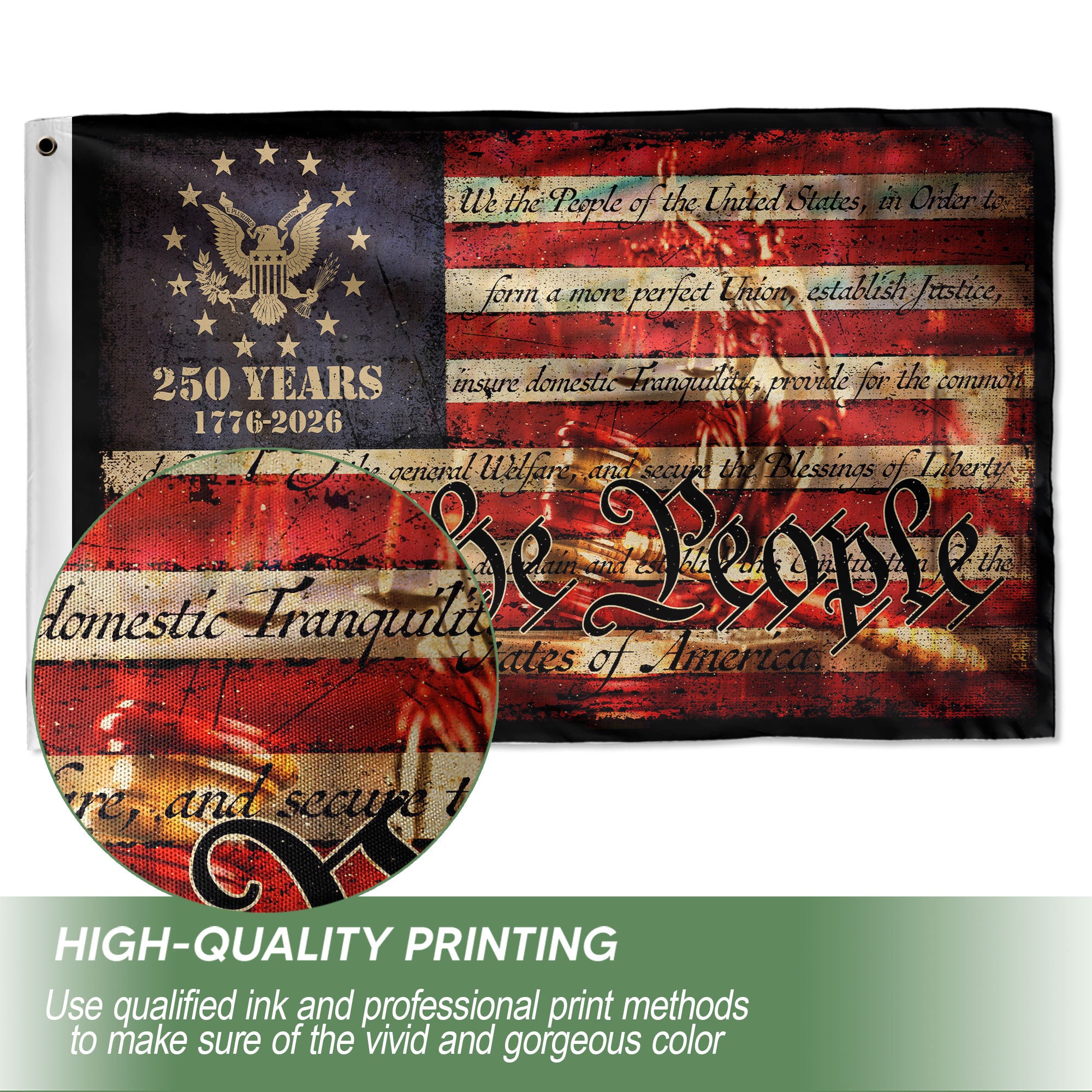 We The People Semiquincentennial House Flag – Double-Sided Patriotic Décor Celebrating 250 Years of Freedom 1776–2026