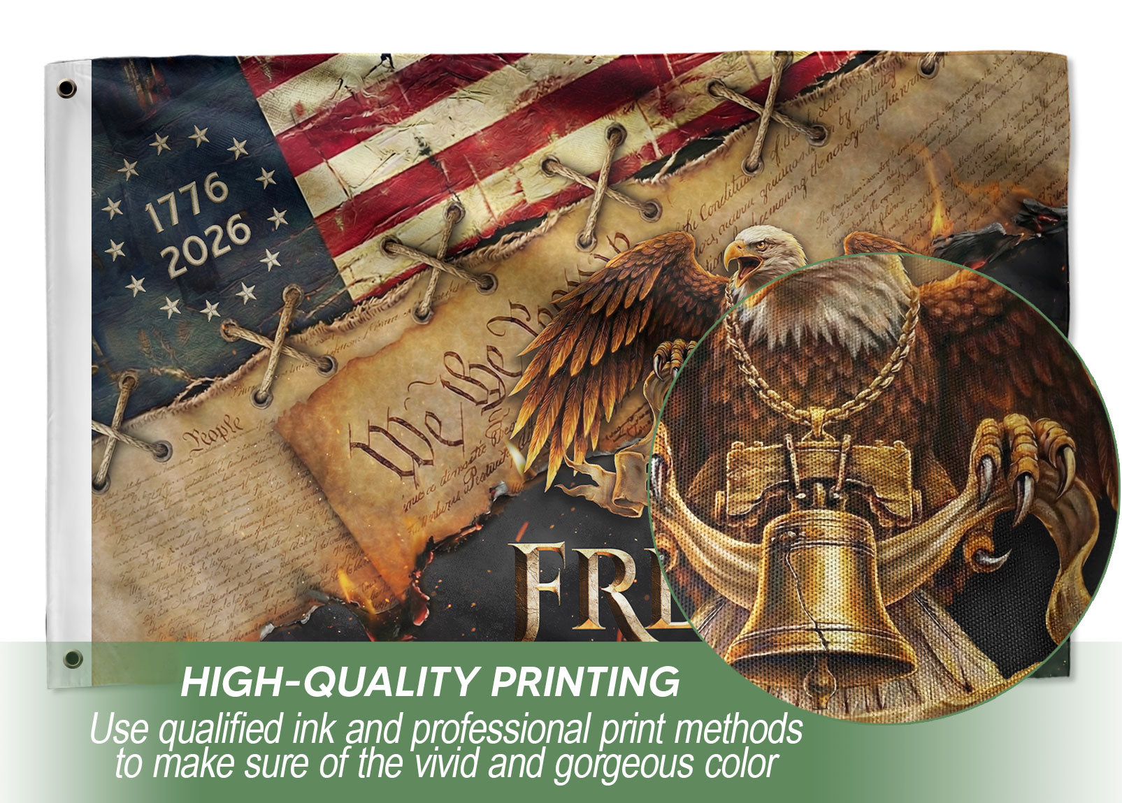 250 Years of Freedom Double-Sided House Flag, USA 250th Anniversary Patriotic American Eagle Garden Flag