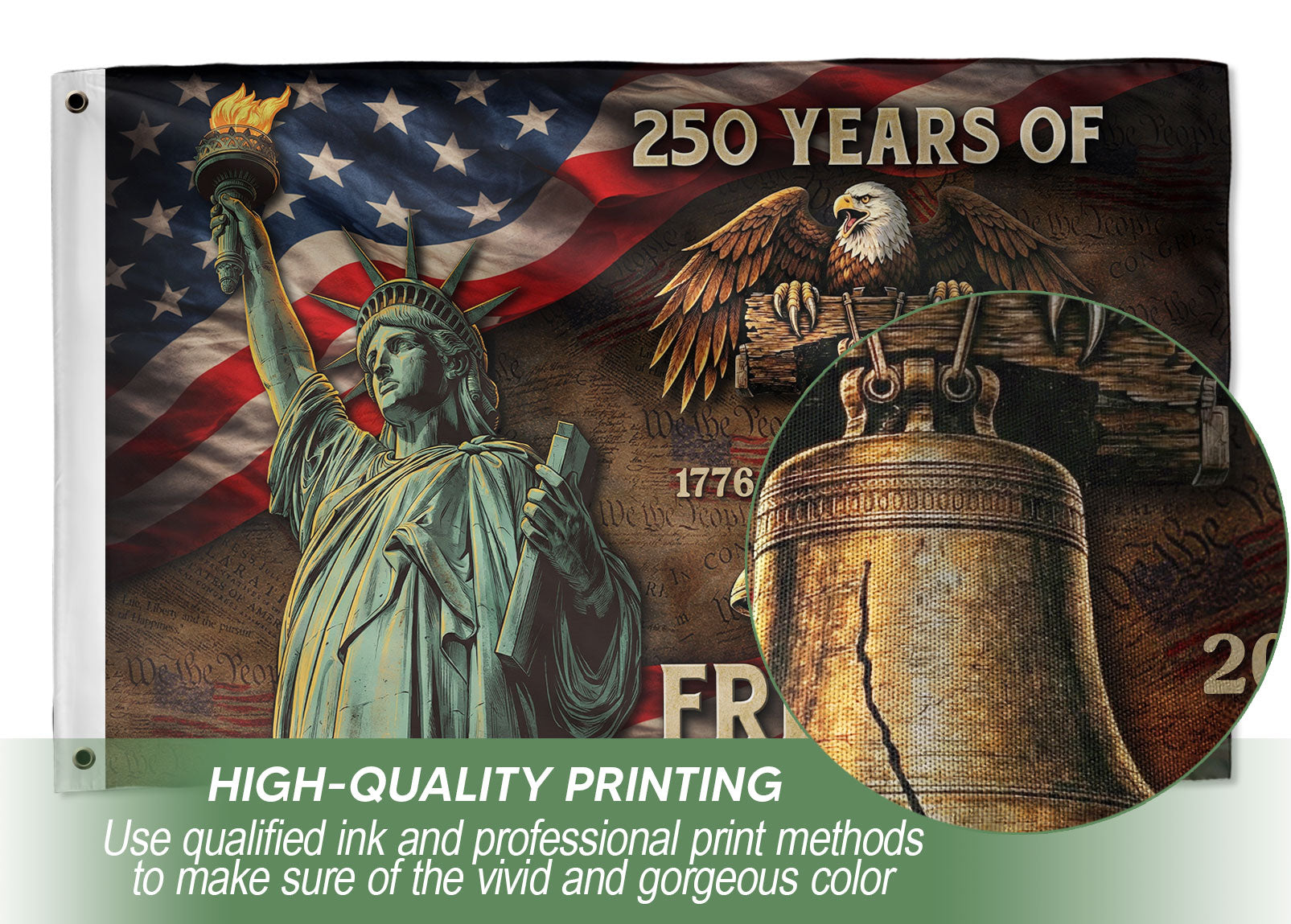 250 Years of Freedom Semiquincentennial Double-Sided House Flag 1776–2026, Patriotic 250th American Decor