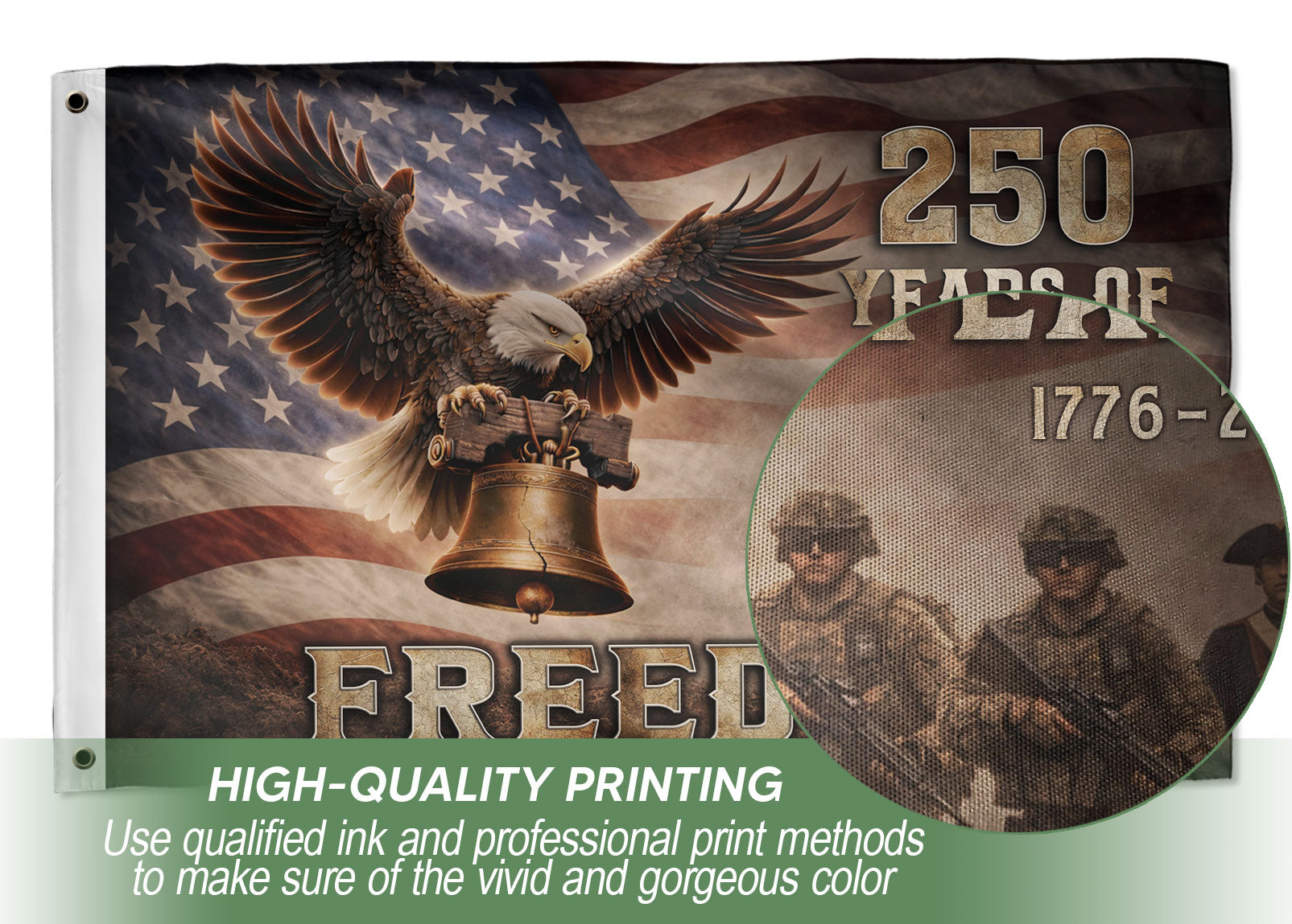 250 Years of Freedom USA Flag 1776–2026 – American Flag with Eagle & Liberty Bell Design