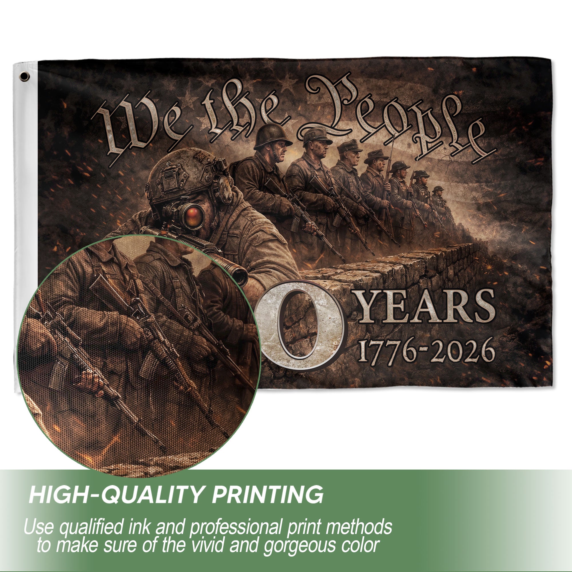 USA 250th Anniversary Flag 1776–2026, Semiquincentennial American Eagle Patriotic Heritage Flag