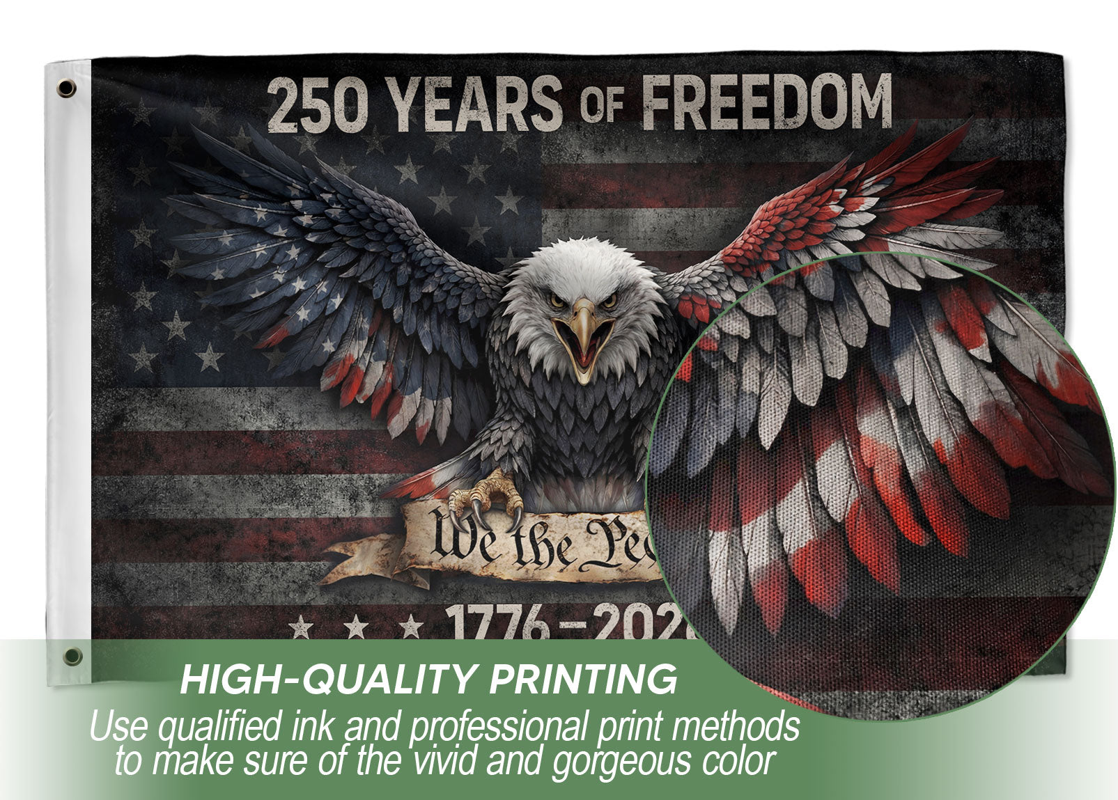 USA 250th Anniversary Flag 1776-2026 Double-Sided Patriotic 250 Years of Freedom We The People Semiquincentennial